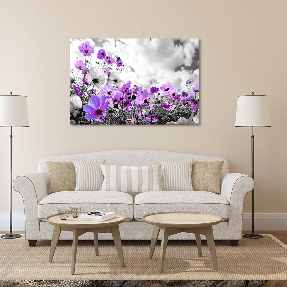 Canvas Wall A Rt Modern Purple Flowers Canvas Art Wall Decor Black And White Framed Galsang Floral Prints And Posters Wall Hangi