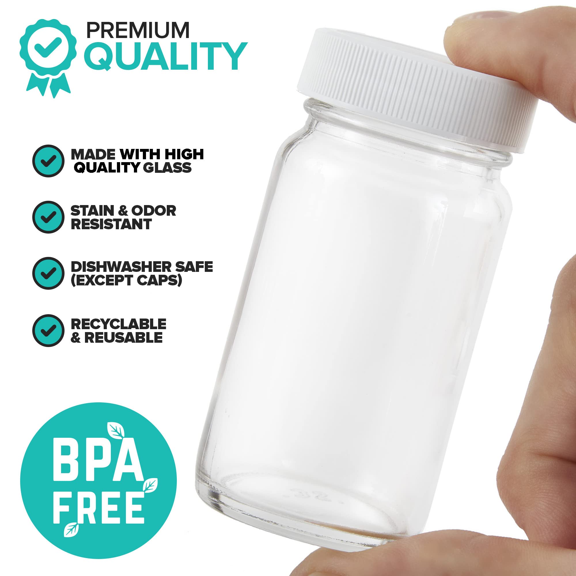 Stock Your Home Glass Shot Bottles with Caps (8 Pack) 2 Oz Juice  Wellness  or Ginger Shots Bottle - Leak Proof  Dishwasher Safe  Mini Jars with Plastic Lids - Reusable Small Juicing Containers