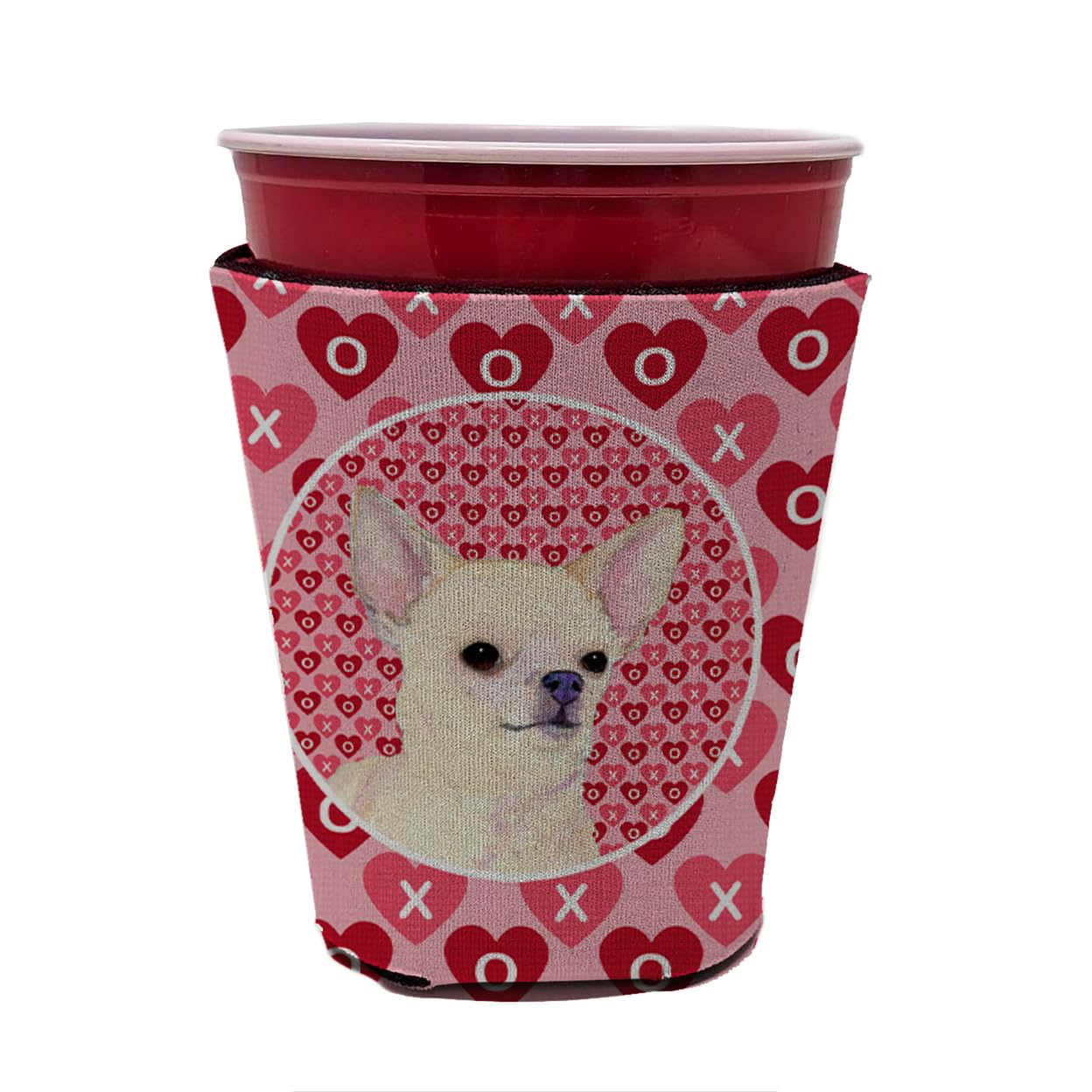 Caroline'S Treasures Ss4472Rsc Chihuahua Hearts Love And Valentine'S Day Red Cup Hugger Cup Cooler Sleeve Hugger Machine Washabl