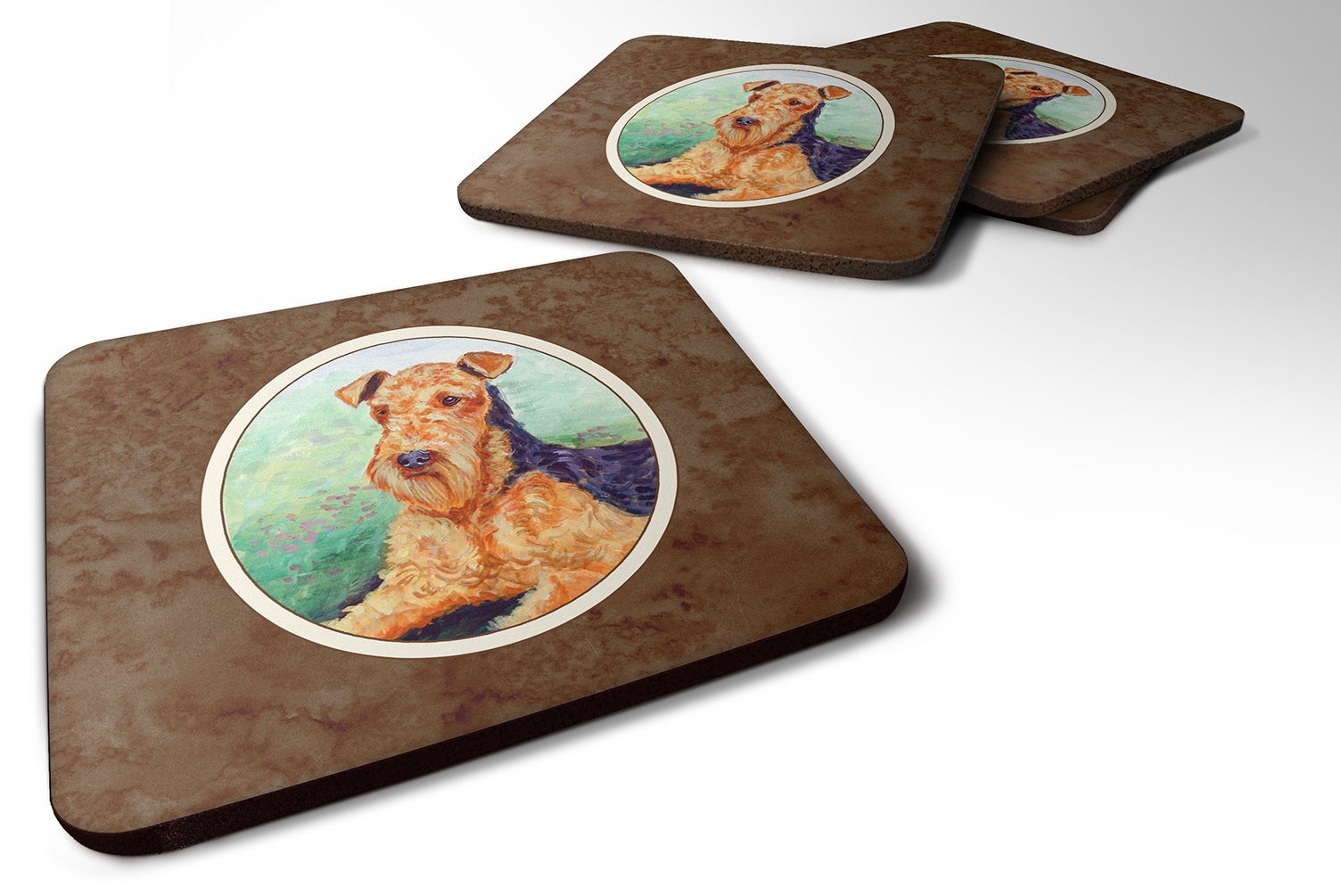 Carolines Treasures Airedale Terrier Foam Coasters (Set of 4), 3.5, Multicolor