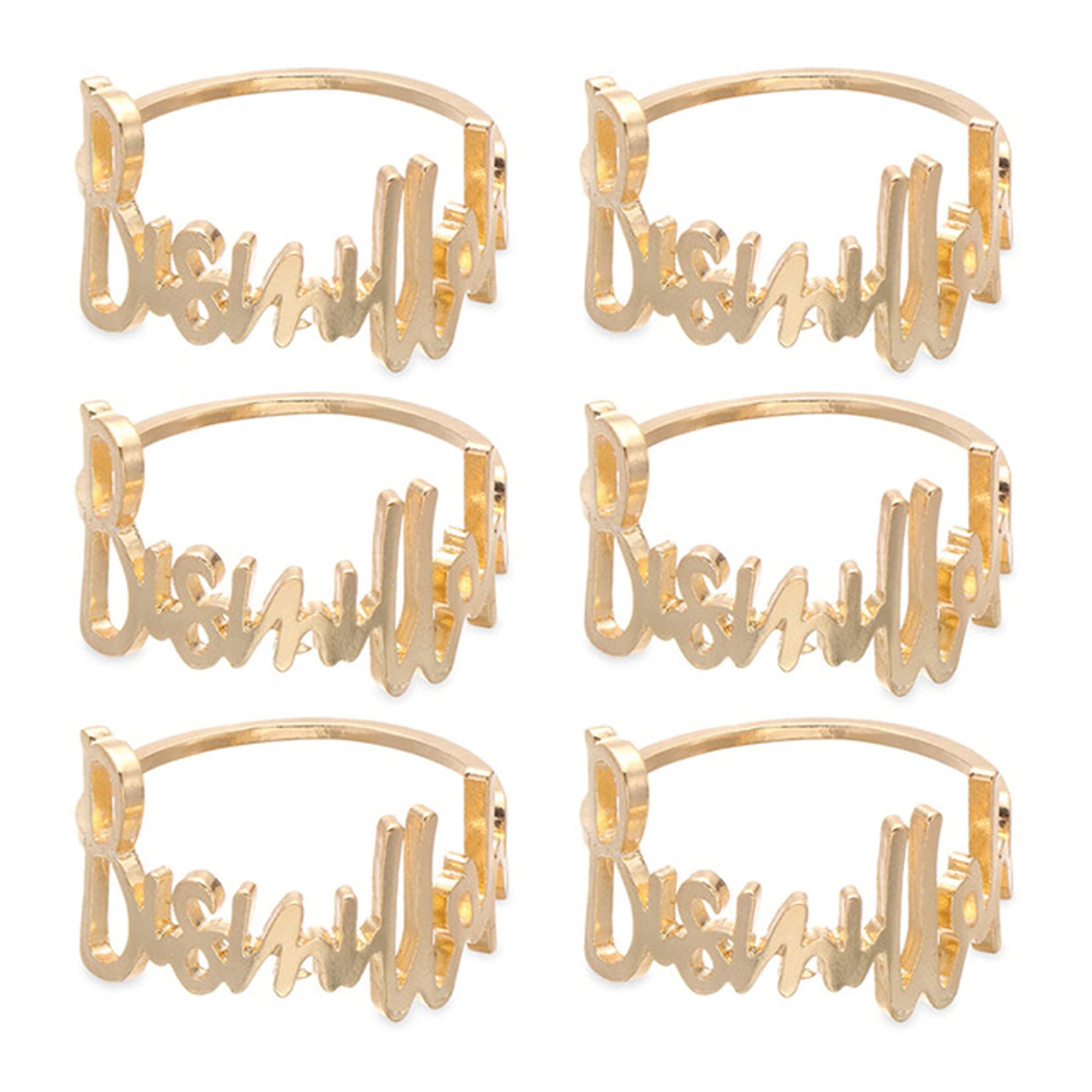 Napkin Rings- 6 Pcs Bismillah Letter Metal Napkin Ring Set Alphabet Napkin Buckles Holder Table Decor For Wedding, Party, Ramada