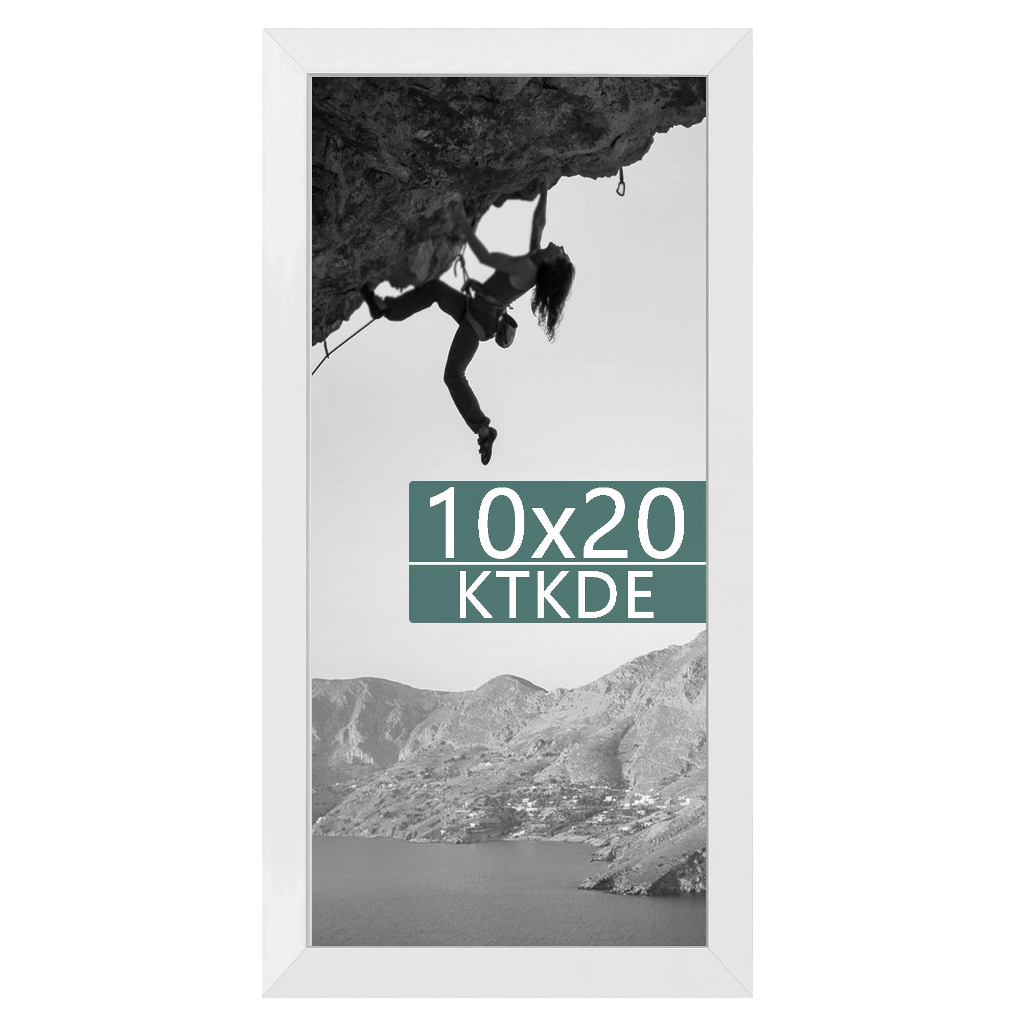 KTKDE 10x20 Picture Frame White Wooden, Polished Plexiglass, Rectangle Photo Frame for Photos,Studio Gallery Wall Hanging Poster