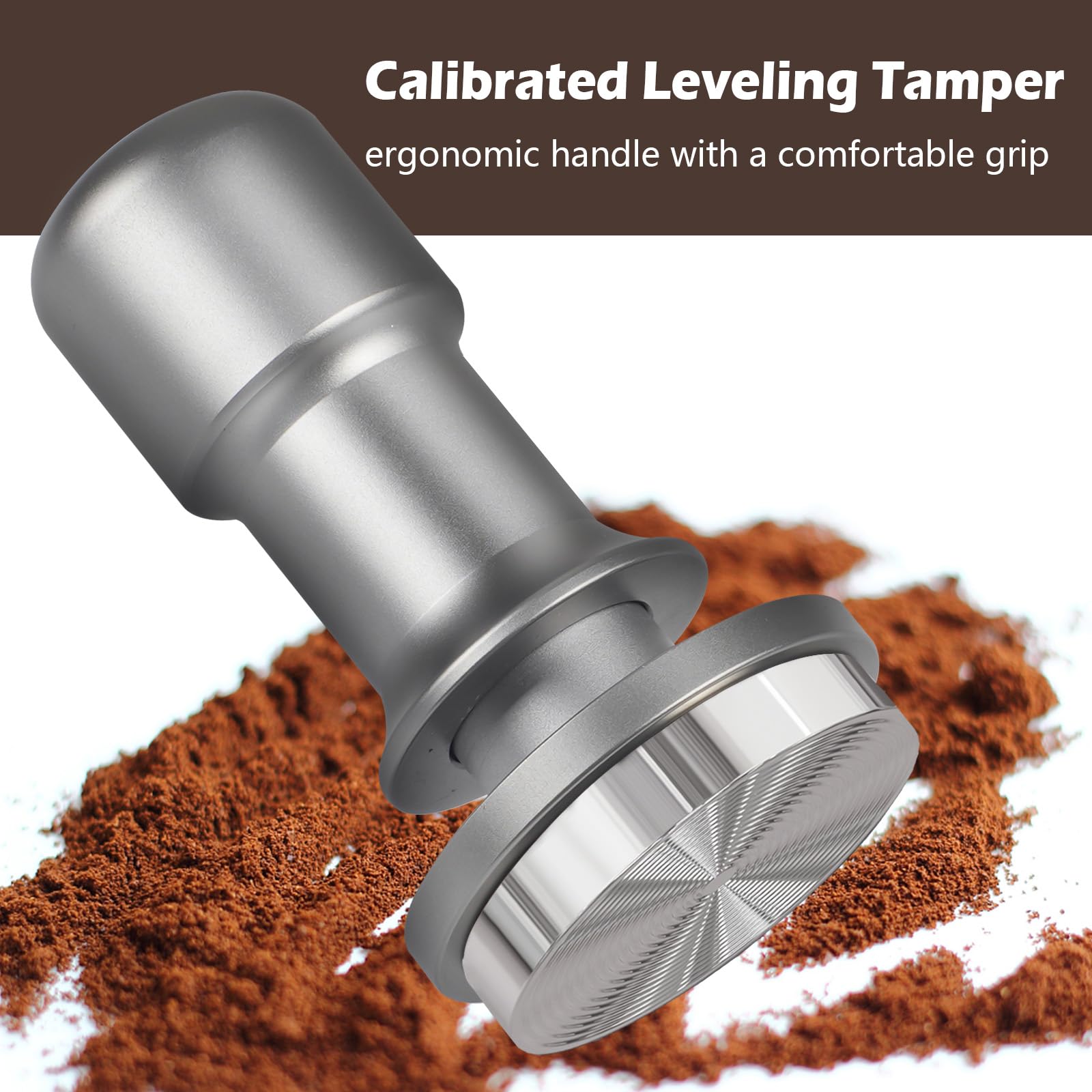 PUSEE 53mm Espresso Coffee Tamper Premium 30lb Calibrated Espresso Tamper Upgrade Coffee Tamper with Spring Loaded 100% Stainless Steel Ground Tamper for Barista Home Coffee Espresso Accessories