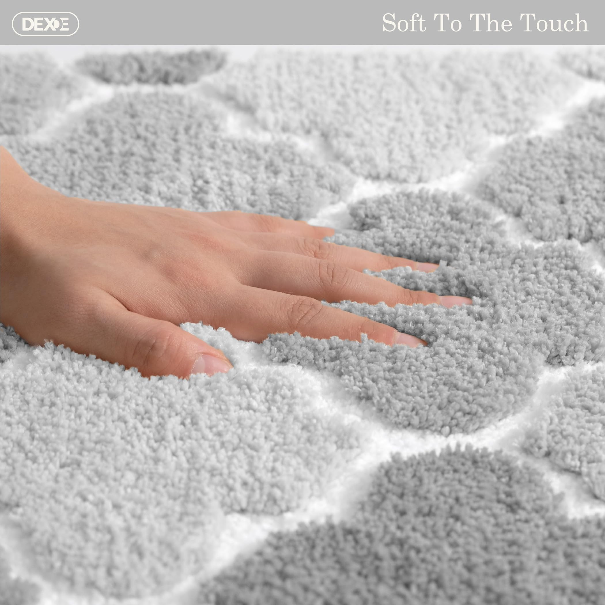 Dexde Gray Bathroom Rugs Non-Slip,Small Bath Rugs Fuzzy Extra Absorbent Plush Shaggy Bath Mats, Machine Wash Dry Soft Bath Carpe