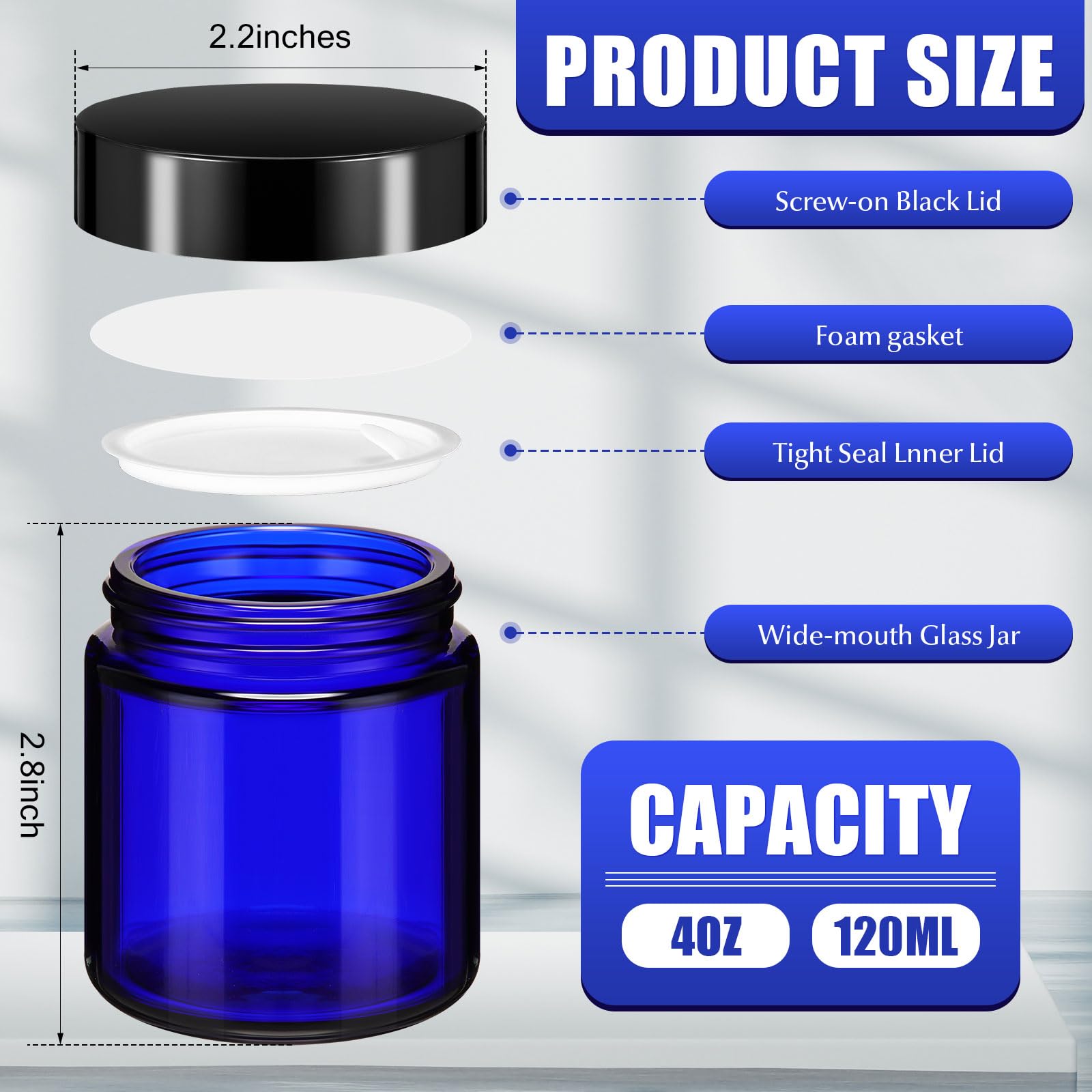 Norme 12 Pcs 4 Oz Glass Jars With Lids Leakproof Round Airtight Jars Empty Cosmetic Jars With Inner Liners Lid For Storing Lotio