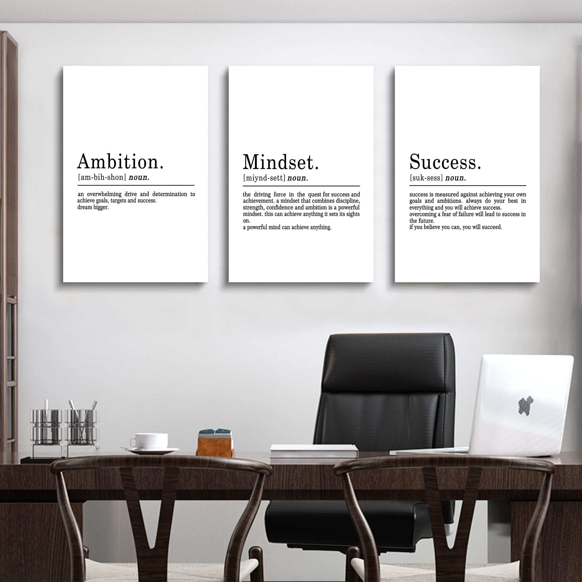 Inspirational Canvas Painting Wall Art -EPHANY ART - Mindset Quotes Prints  Motivational Wall Art Success Framed Entrepreneur Poster Positive Quotes Wall Poster for Home Office Workplace (L-3pcs 20x30inchx3pcs)