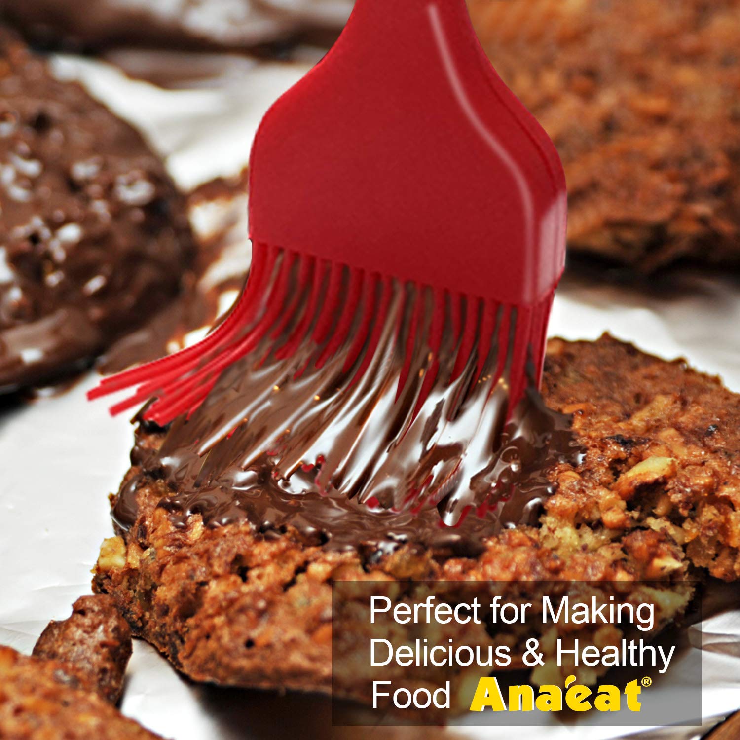 Anaeat High Heat Resistant Silicone Basting Pastry Brush Set of 2- Hygienic One Piece Design Spread Oil Butter for BBQ Grill Barbecue Baking Kitchen Cooking - BPA Free & Dishwasher Safe (10''+8'')