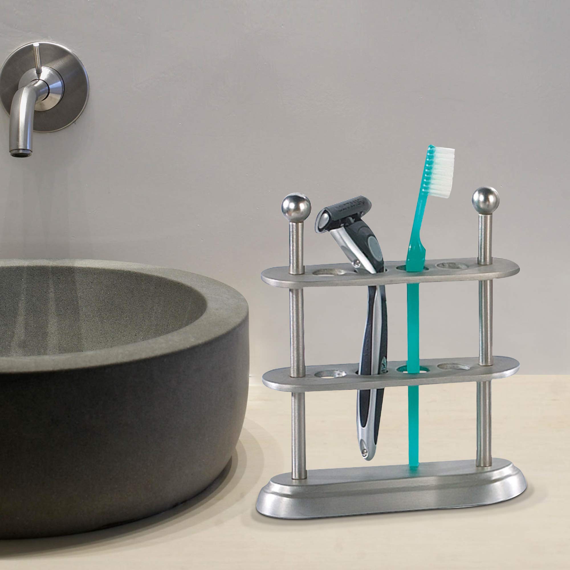 Nu Steel Rosemont Toothbrush Holder, Brushed Stainless