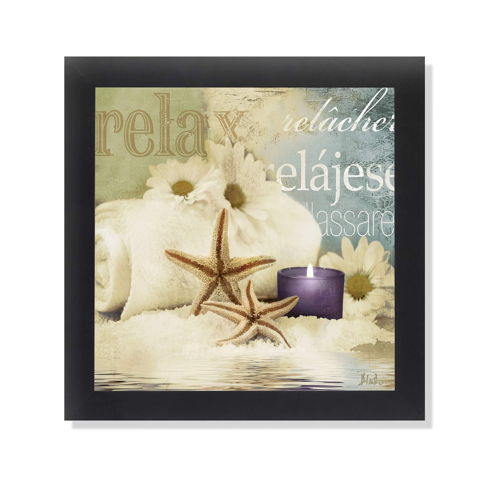 Relaxation Ii Spa Bathroom Black Framed Art Print Poster 12X12