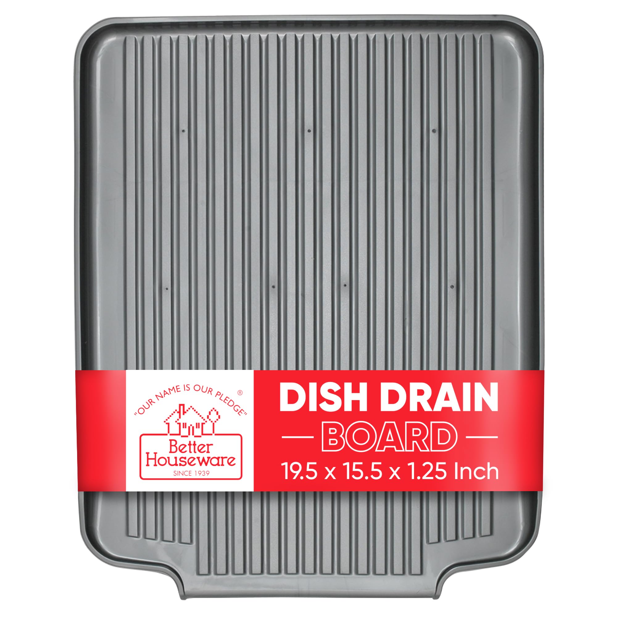 Better Houseware Drain Boards For Kitchen Counter Metallic Silver Dish Drainer Mat Shields Countertops From Water Damage 19.5 X