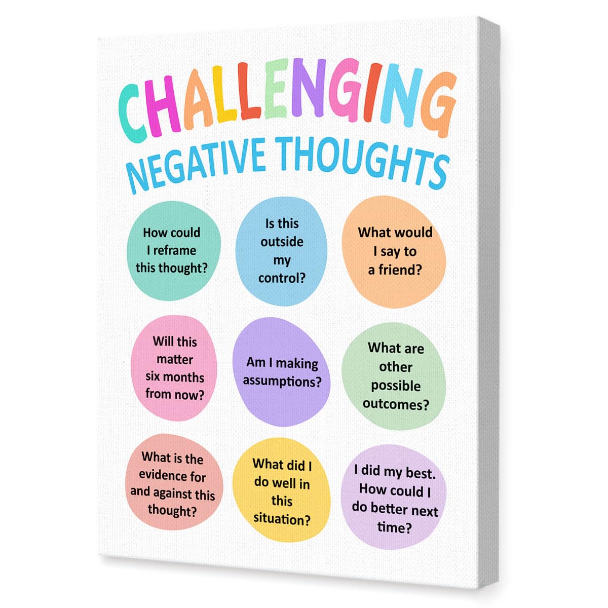 Listngbo Mental Health Canvas Wall Art,Challenging Negative Thoughts Motivational Quote Artwork Painting Prints Poster Ready To