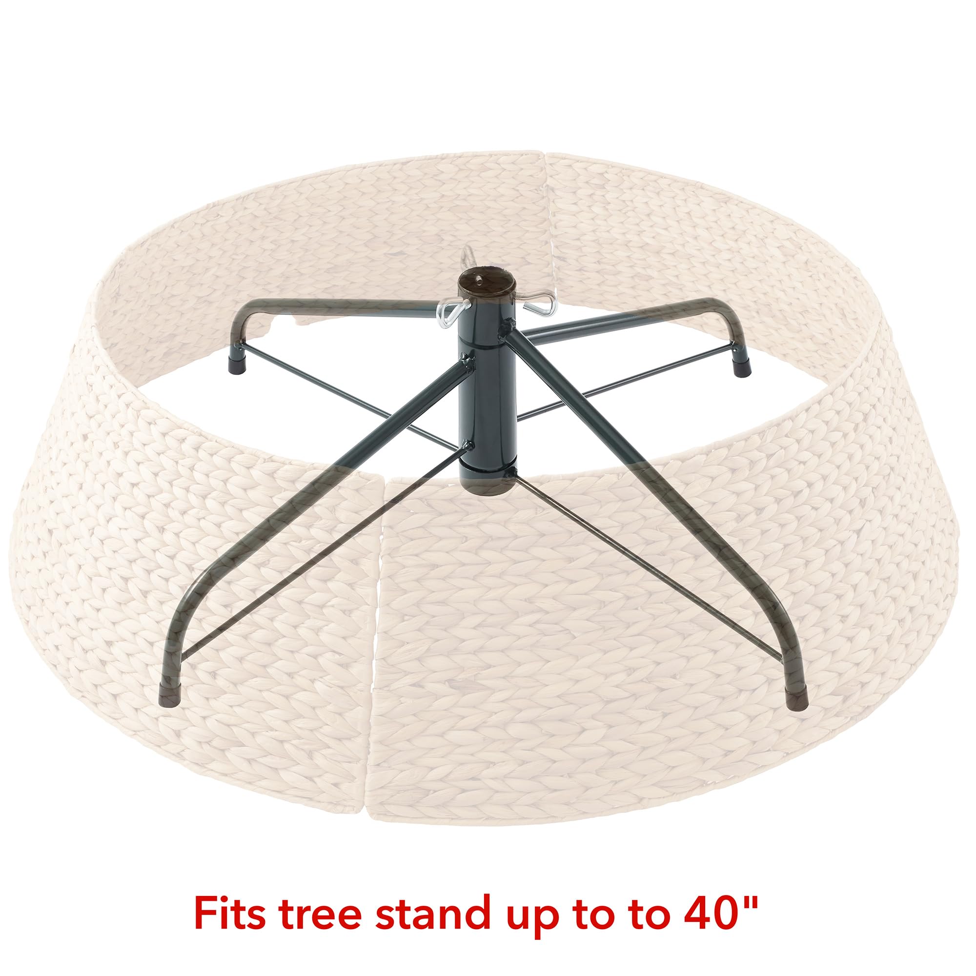 Casafield 42-Inch Christmas Tree Collar, Woven Water Hyacinth Tree Base Cover with Cord Cut Out, Natural