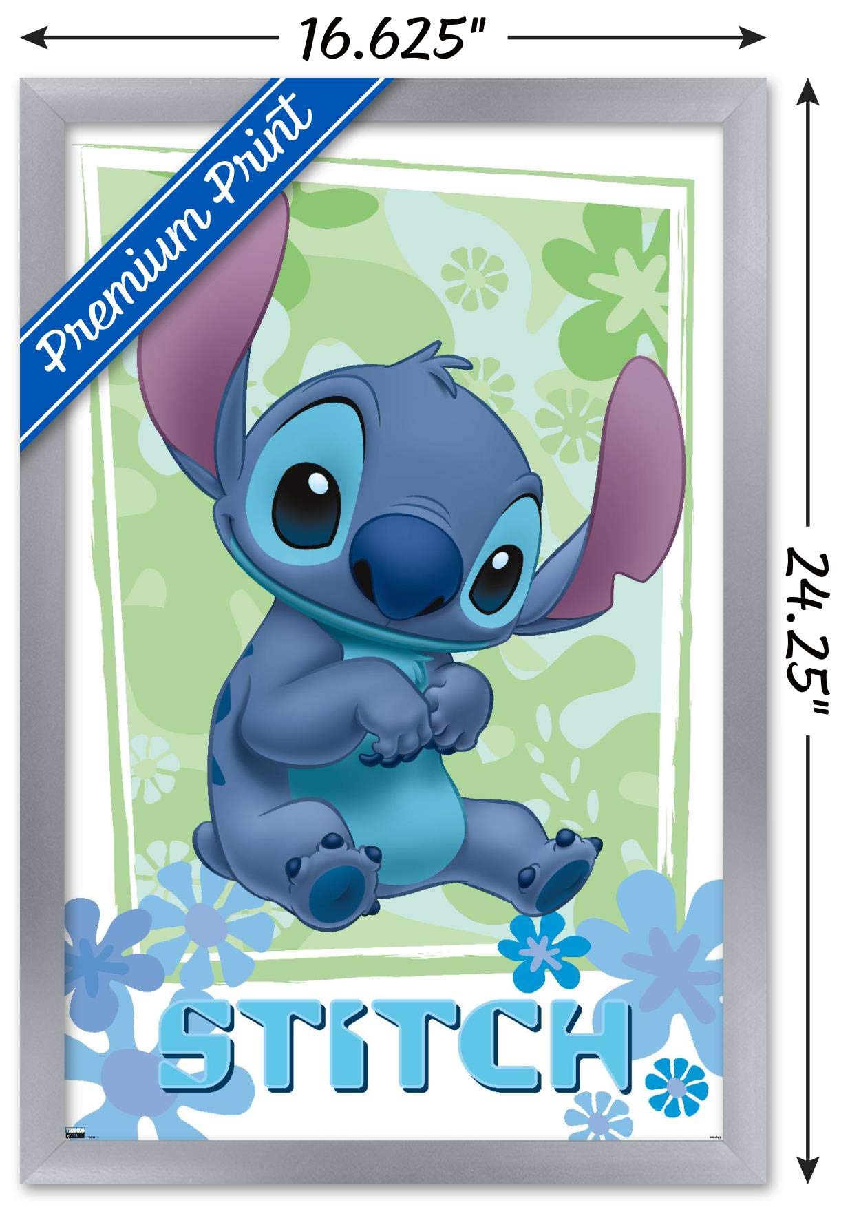Trends International Disney Lilo And Stitch - Flowers Wall Poster, 14.725'' X 22.375'', Silver Framed Version