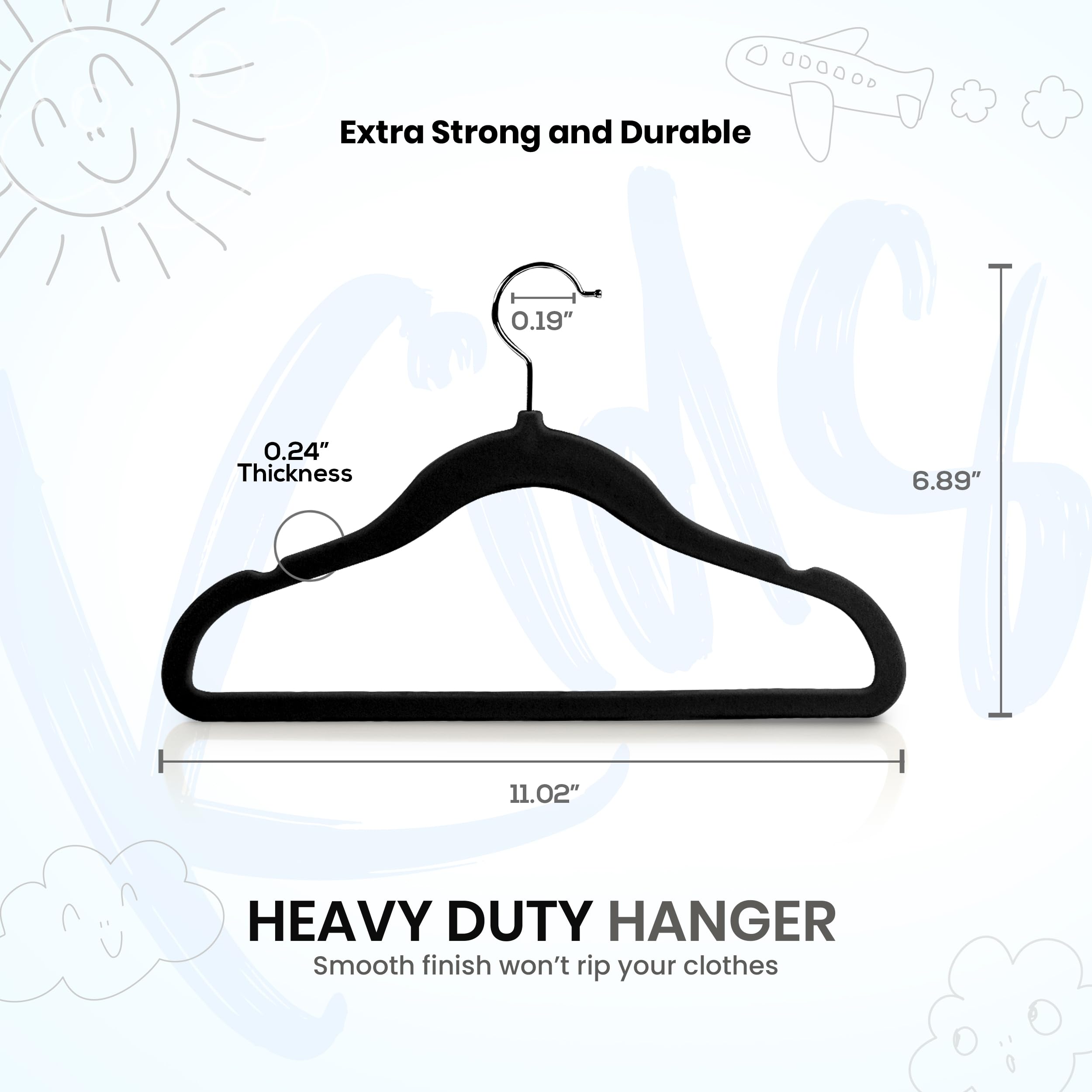 Utopia Home Kids Hangers Velvet (20 Pack) - 11 Inch Durable Baby Hangers For Closet - Perfect Toddler Hangers Non Slip For Every