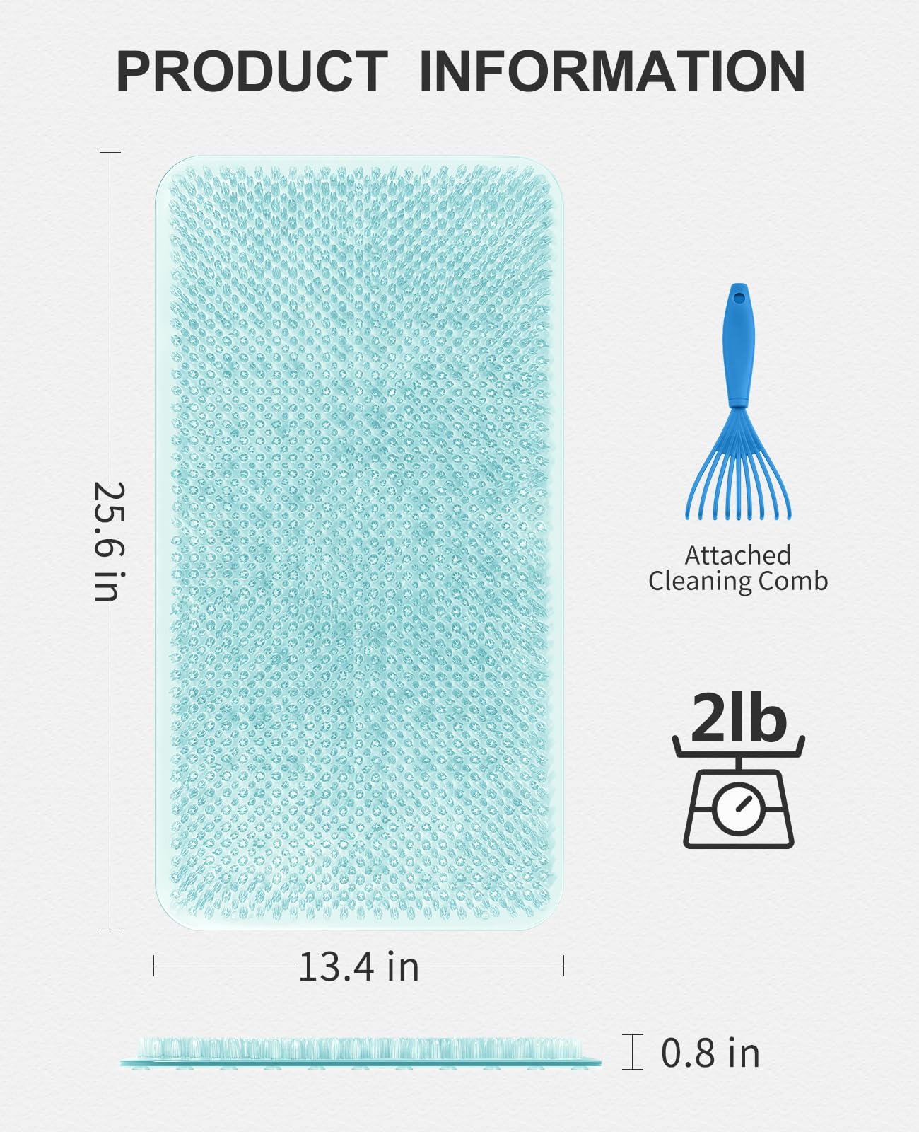 Othway Non Slip Grassy Bathtub Mat : 25.6X13.4 Inches Sturdy But Soft Bath Mat_Quick Drain Shower Floor Mat With Soft Bristles F