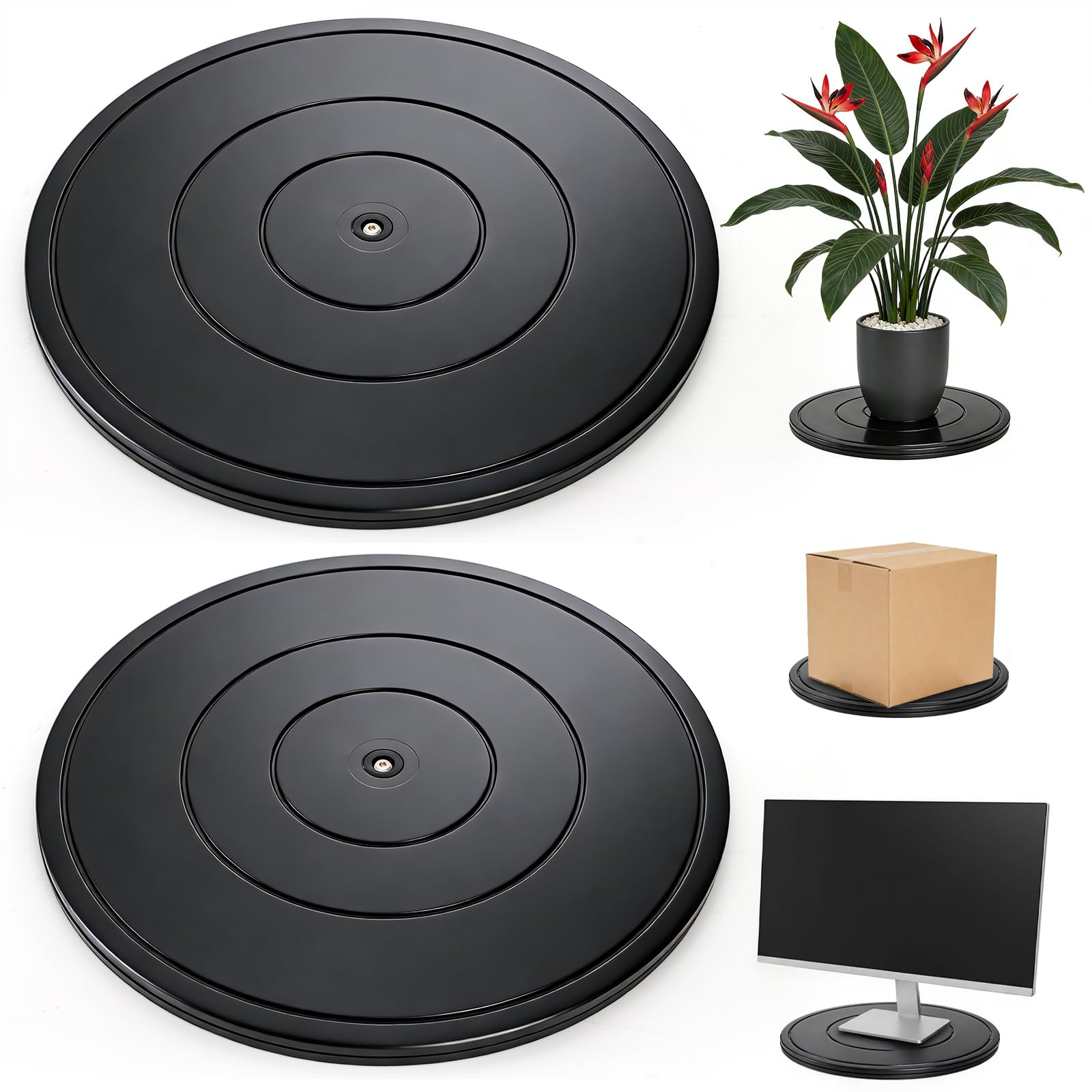 Peohud 2 Pack Heavy Duty Rotating Swivel Stand, 16 Inch Lazy Susan Turntable with Steel Ball Bearings for TV, Computer, Monitors
