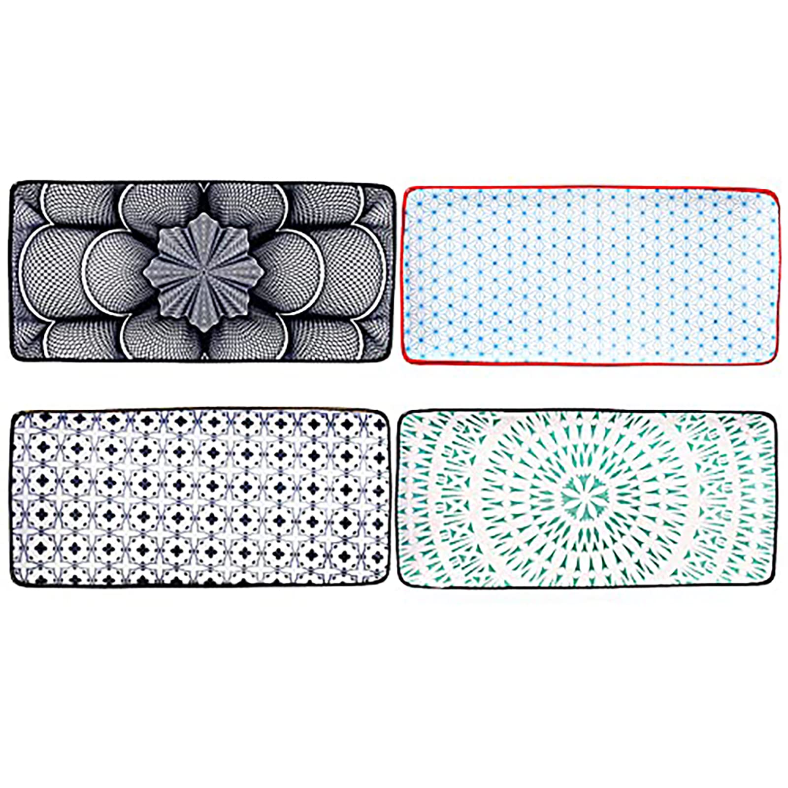 Bosili Japanese Sushi Plate Set Of 4 Long Rectangle Appetizer Plates Serving Trays For Desserts Dumplings Sushi And Chicken Wing