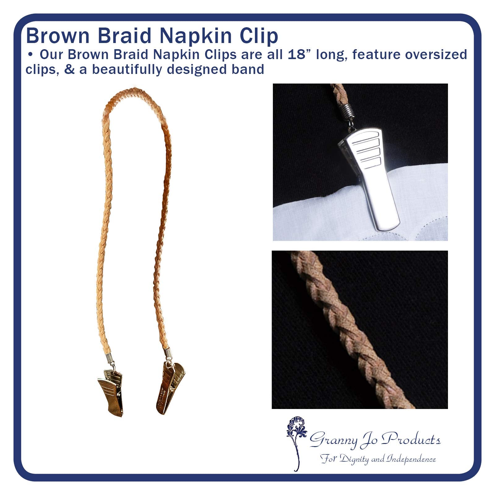 Granny Jo Products Braid Napkin Clip, Brown