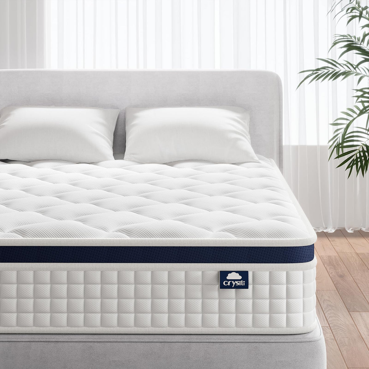 Crystli Queen Size Mattress Bed In A Box, 10 Inch Hybrid Mattress With Zero Pressure Foam, Innerspring Mattress For Pressure Rel