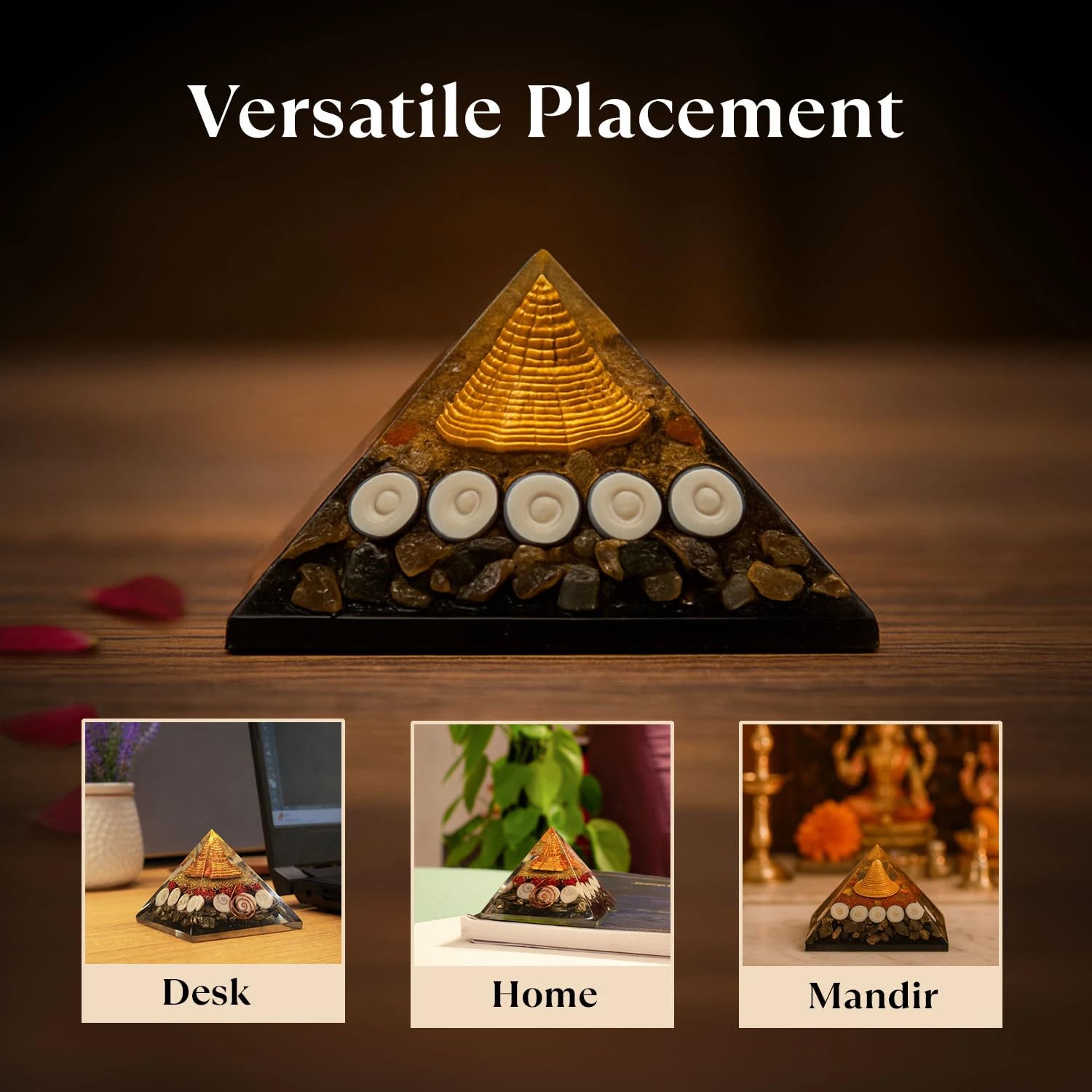 Astrotalk Lakshmi Yantra Pyramid | Pyrite Stone Infused Vastu Pyramid for Wealth & Prosperity | Vastu Items for Home & Office | Attracts Abundance & Positive Energy