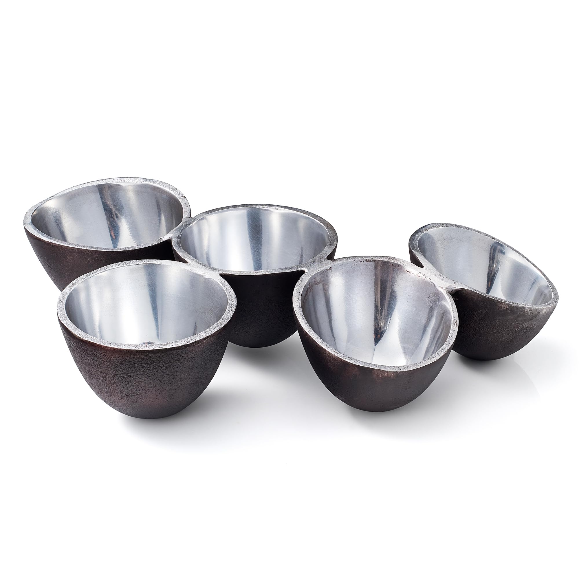 5 Bowl Organic Set – Modern Multi Section Serving Dish | Bowls for Snacks Salads Fruits Desserts