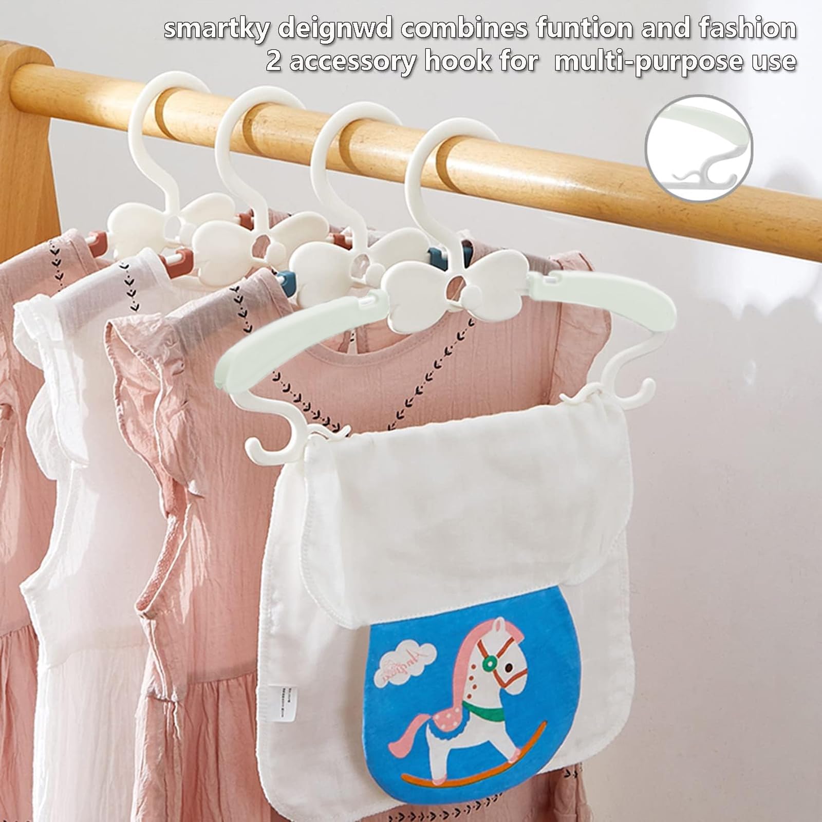 Baby Hangers 30 Pack, 11-14.5'' Adjustable Kid Clothes Hangers For Newborn Closet, Plastic Non-Slip Small Infant Hanger For Todd