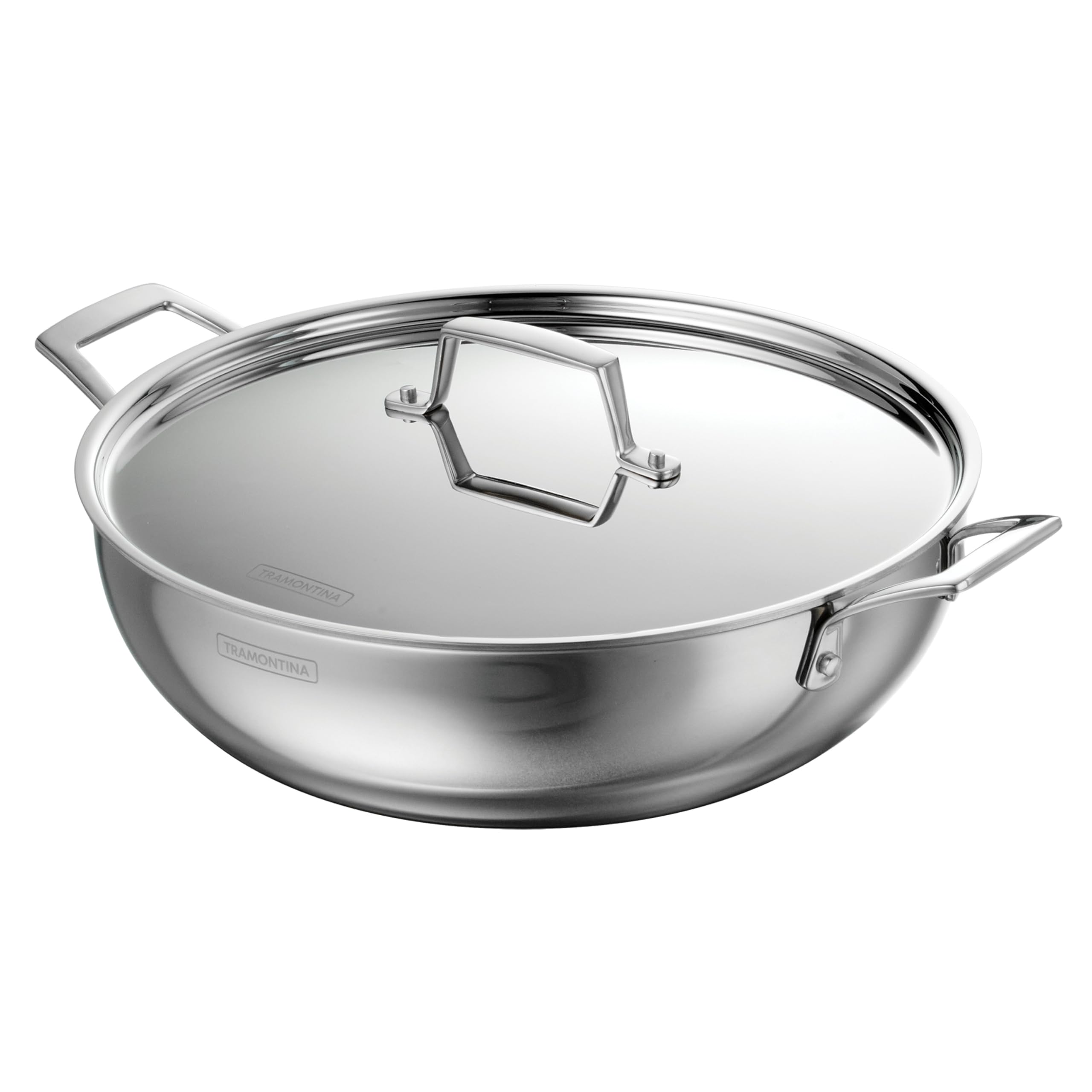 Tramontina Utsava 6.25 Qt Tri-Ply Clad Stainless Steel Kadai With Lid