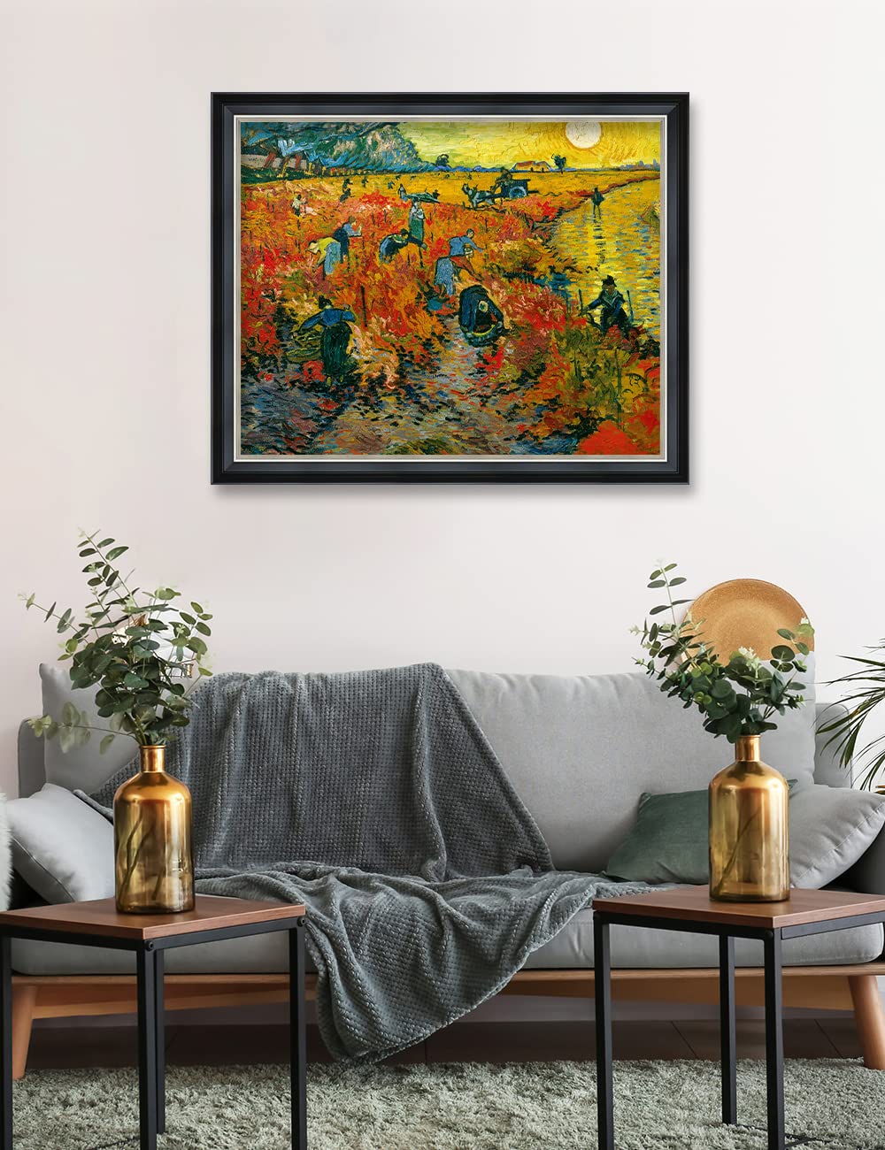 Decorarts - The Red Vineyards By Vincent Van Gogh. Giclee Print Art Reproduction With Matching Solid Wood Frame In Classical Sty