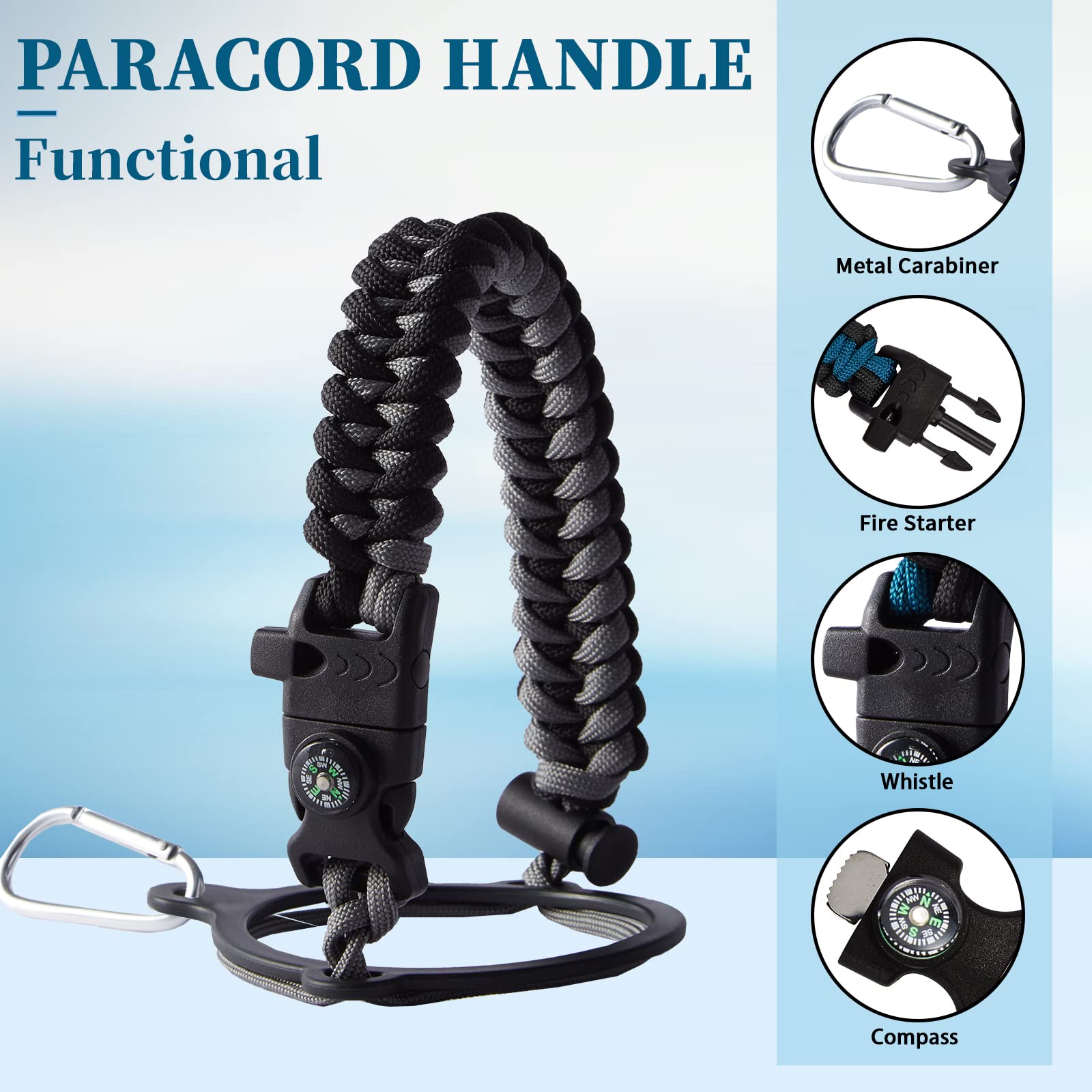 64OZ Insulated Sports Water Bottle - Large Half Gallon Stainless Steel Flask Water Bottles 64 oz  Leak Proof  Double Walled  BPA Free  Sweat-Proof Water Jug with Straw  Keep Cold-48H & Hot-24H