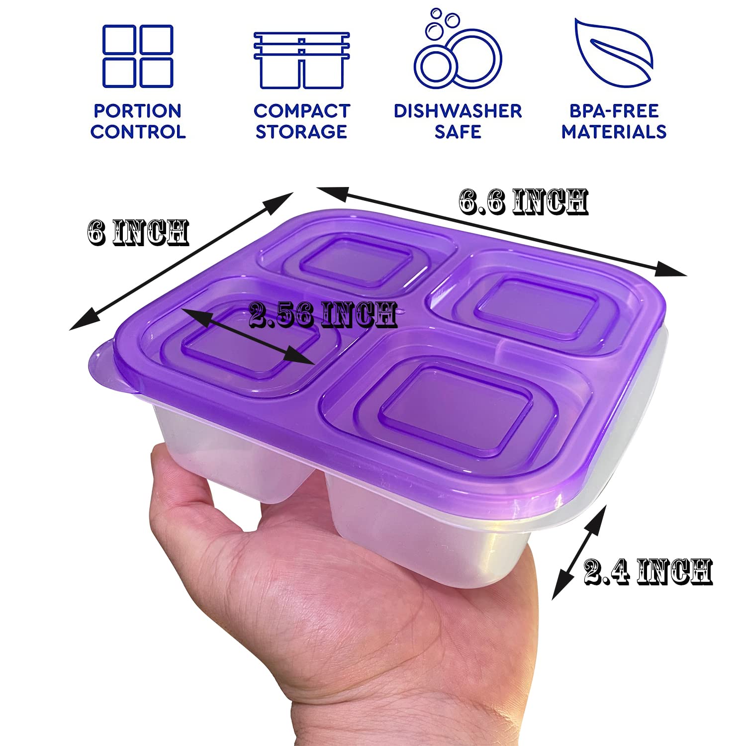 Aqsxo 5 Pcs Bento Snack Food Containers, Divided Food Storage With Lids For Travel, Reusable Meal Prep Lunch Containers.