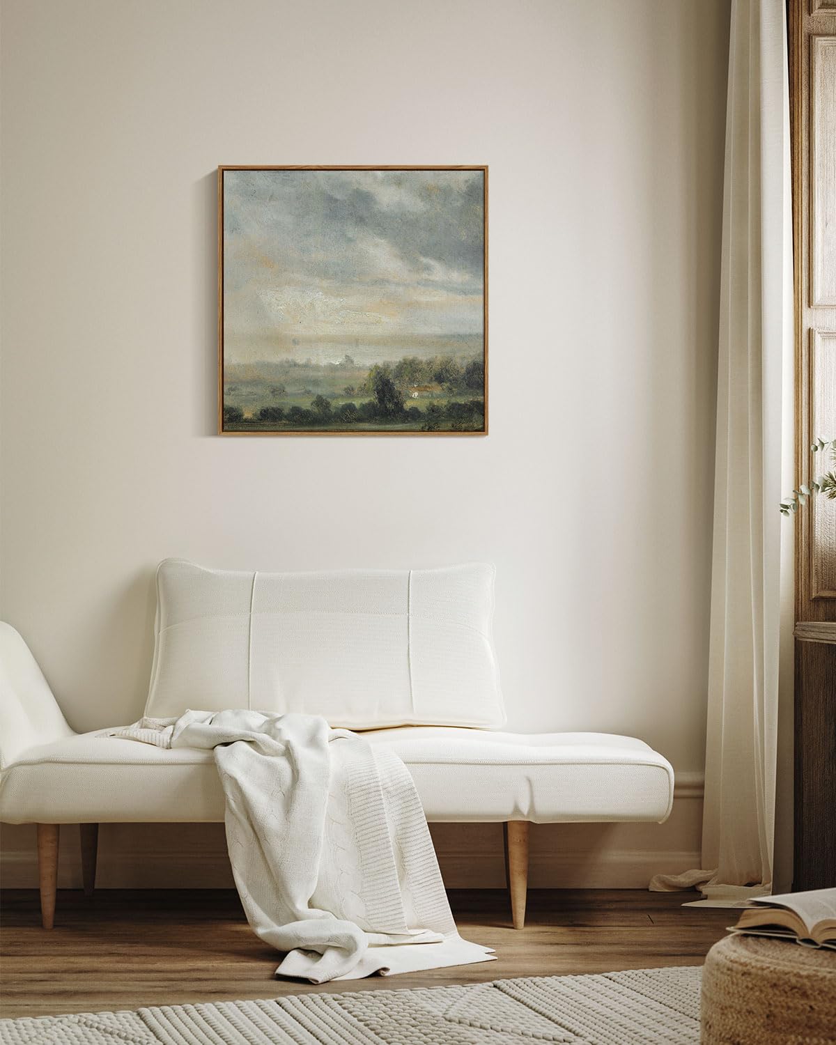 Insimsea Square Framed Canvas Wall Art, Landscape Scenery Sky Cloud Grassland Canvas Oil Paintings Home Decor, Wall Art Prints R