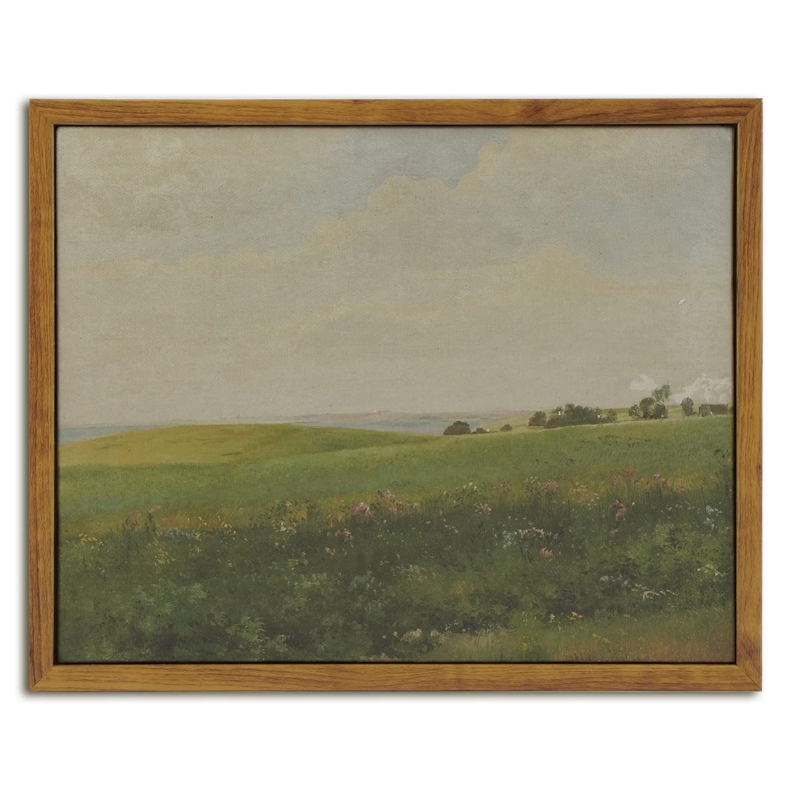 Insimsea Farmhouse Wall Art Decor Vintage Grassland Painting Prints, Framed Canvas Wall Art For Living Room Bedroom Decor, 8X10I