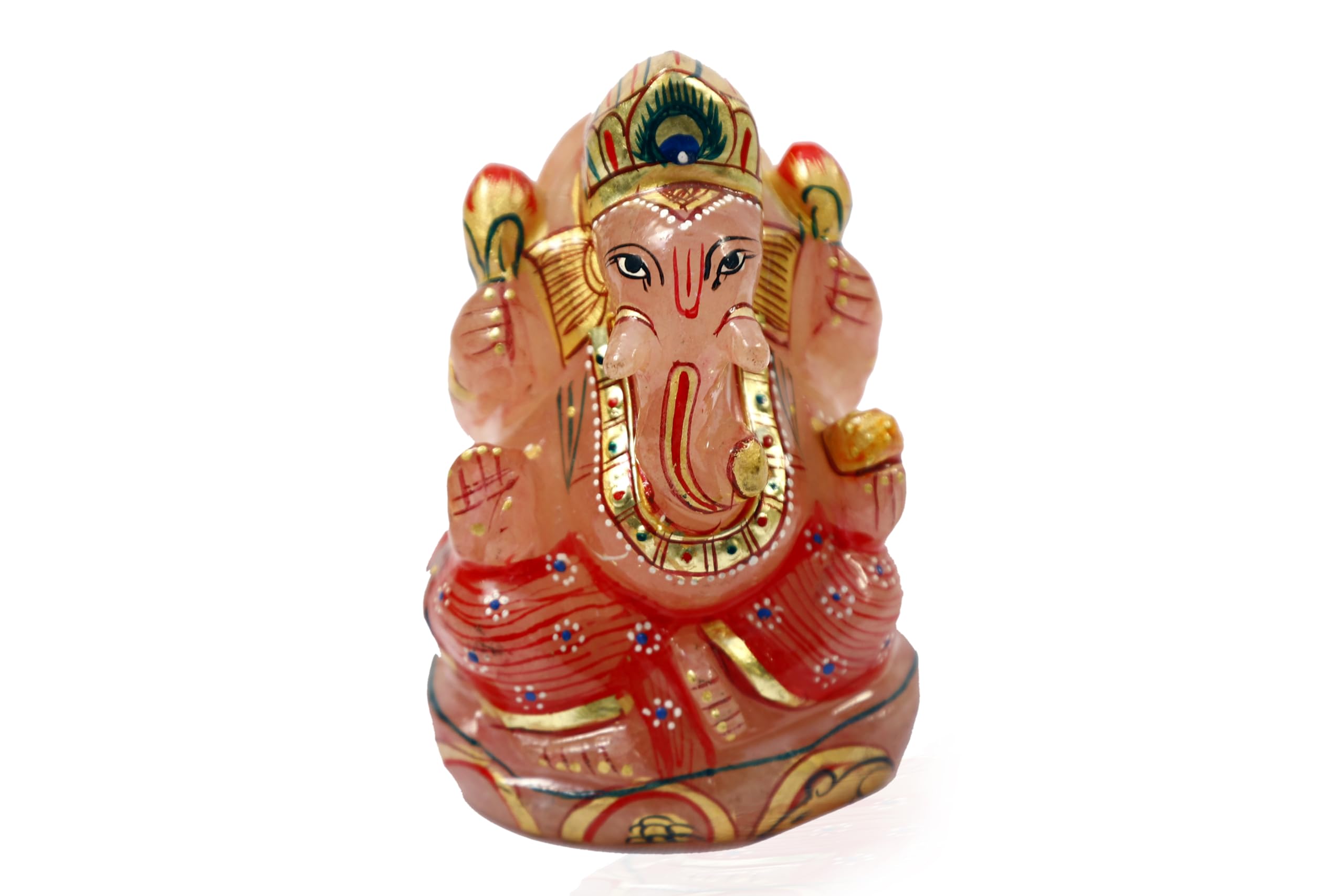 Ayra Luxe Certified Natural Rose Quartz Lord Ganesh Idol