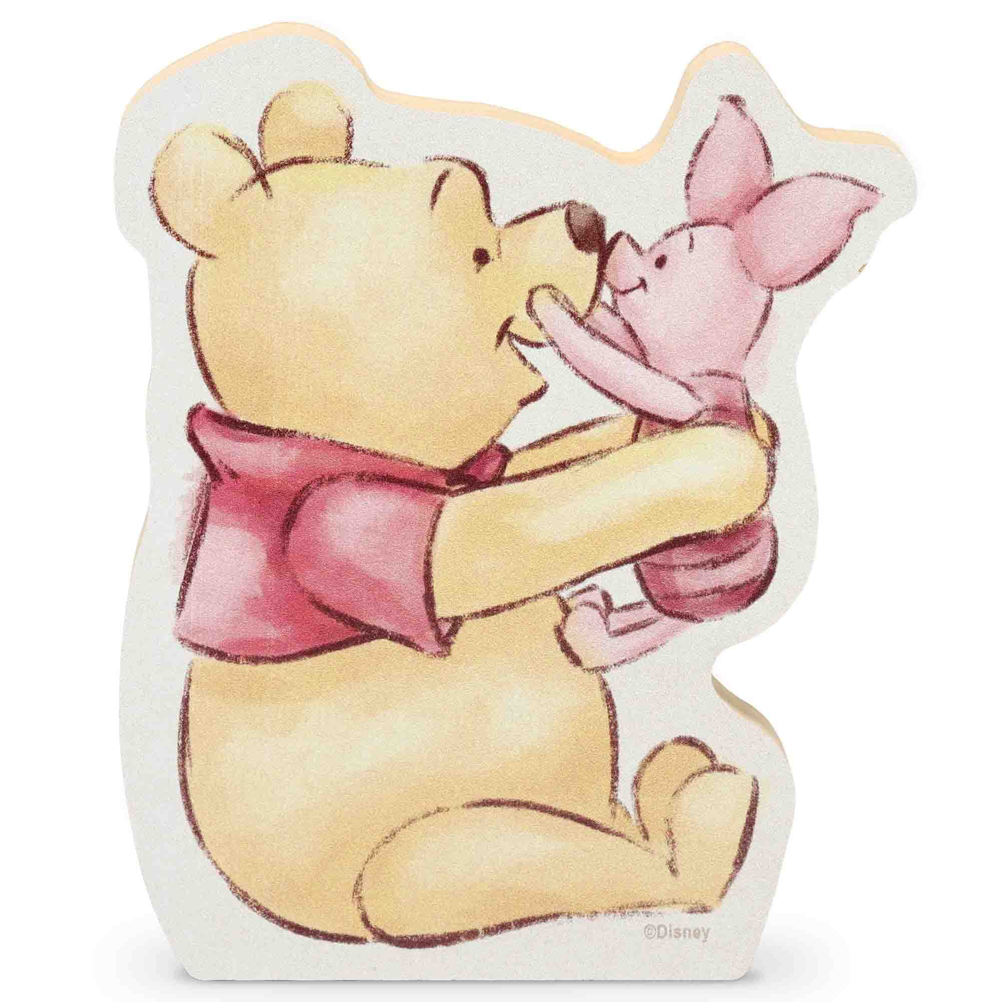 Disney Winnie the Pooh and Piglet Playful Shelf Sitter Decor - Chunky Wood Block Decoration for Home or Office
