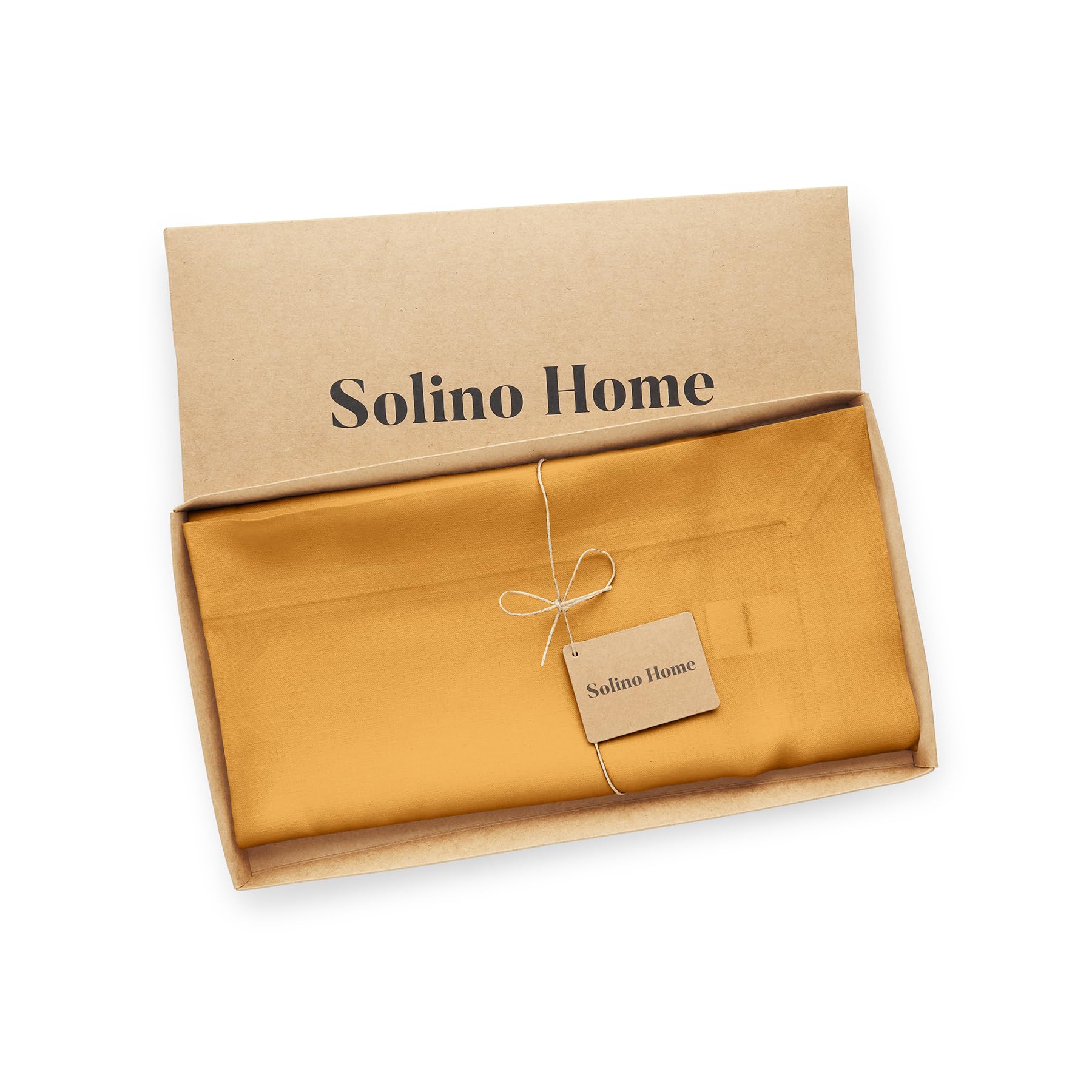 Solino Home Tangerine Yellow Linen Square Tablecloth 52 X 52 Inch - Fete, 100% Pure Linen Table Throw - Machine Washable Tablecl