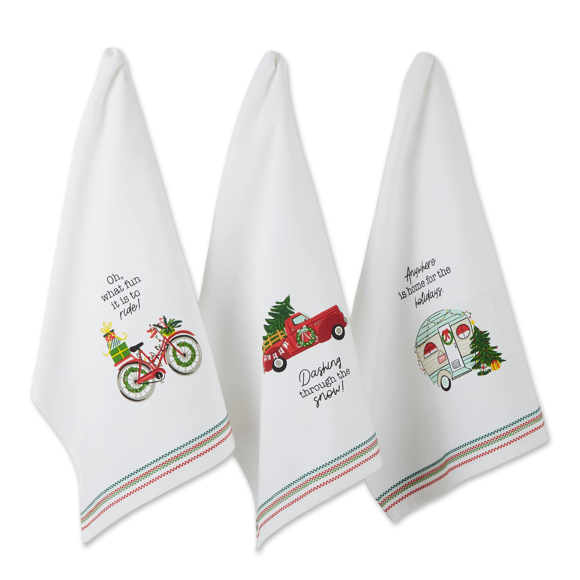 HOLIDAYS ON WHEELS PRINTED DISHTOWEL SET/3
