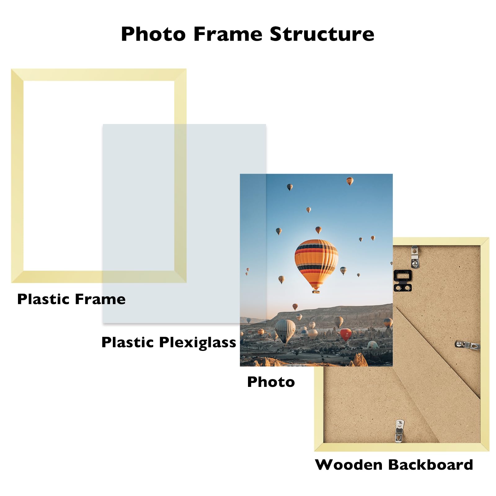 JCJMY 8.5x12 Picture Frame Gold for Wall Hanging or Tabletop, Wall Mounting Horizontally or Vertically, 8.5 x 12 Wall Gallery Po