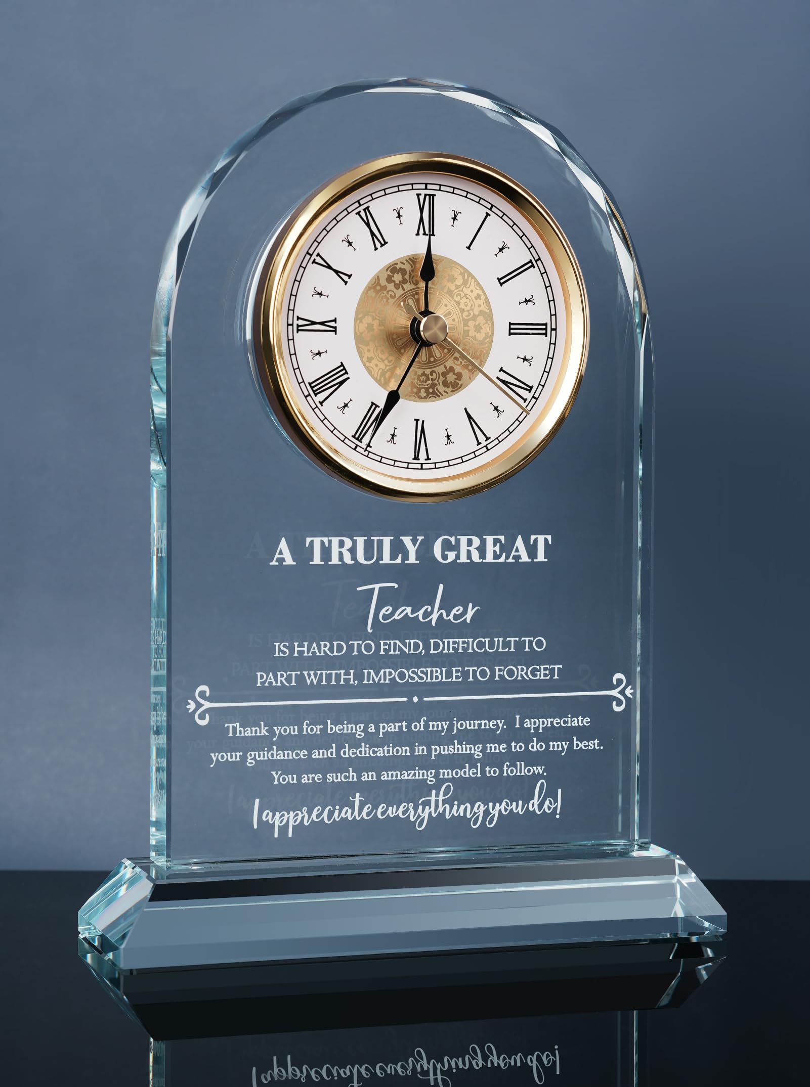 Wintaim Teacher Gifts For Women Men, Thank You For Helping Me Grow, Elegant Glass Clock For Home Decoration, Graduation Thank Yo