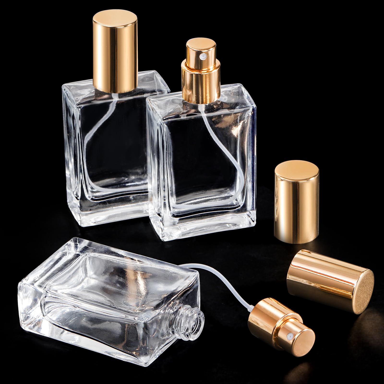 Foraineam 12 Pack 1 Oz / 30Ml Clear Glass Perfume Bottle, Refillable Empty Fine Mist Atomizer Spray Bottles, Portable Square Per
