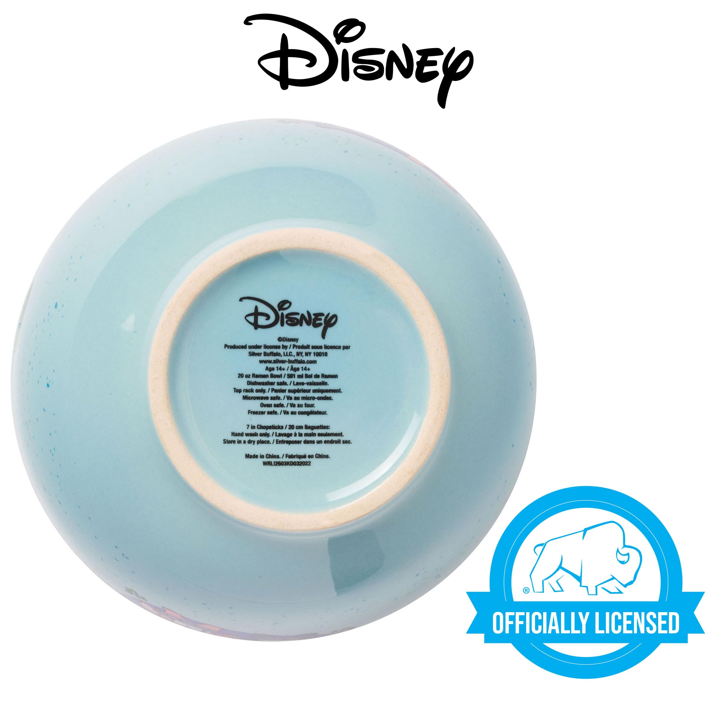 Silver Buffalo Lilo And Stitch Angel Holding Hands Couple Floating Lantern Ceramic Ramen Noodle Rice Bowl With Chopsticks, Micro