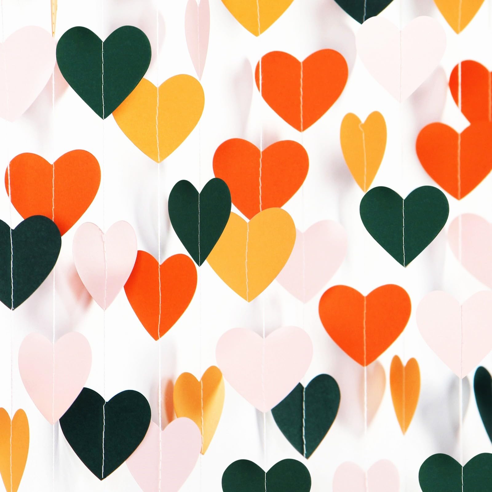 Pink Green Orange Party-Decorations Heart-Garland - 52ft Little Cutie Baby Shower Hanging Decoration Streamers Banner,Wedding Br