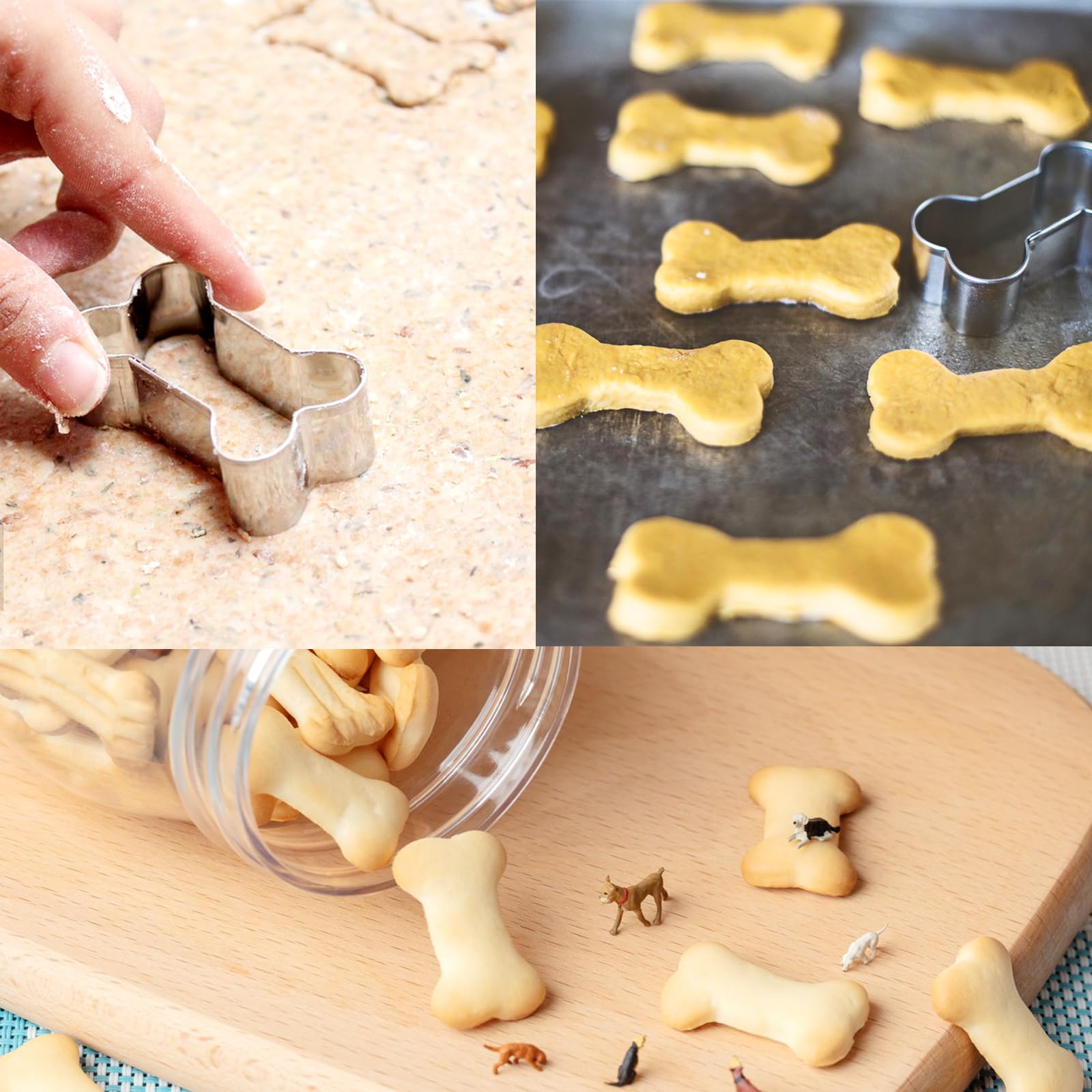 Dog Cookie Cutters Set 3 Piece -3 Different Sizes Of Dog, Bone, And Paw Print Cookie Mold Dog Bone Cutters Stainless Steel Shape