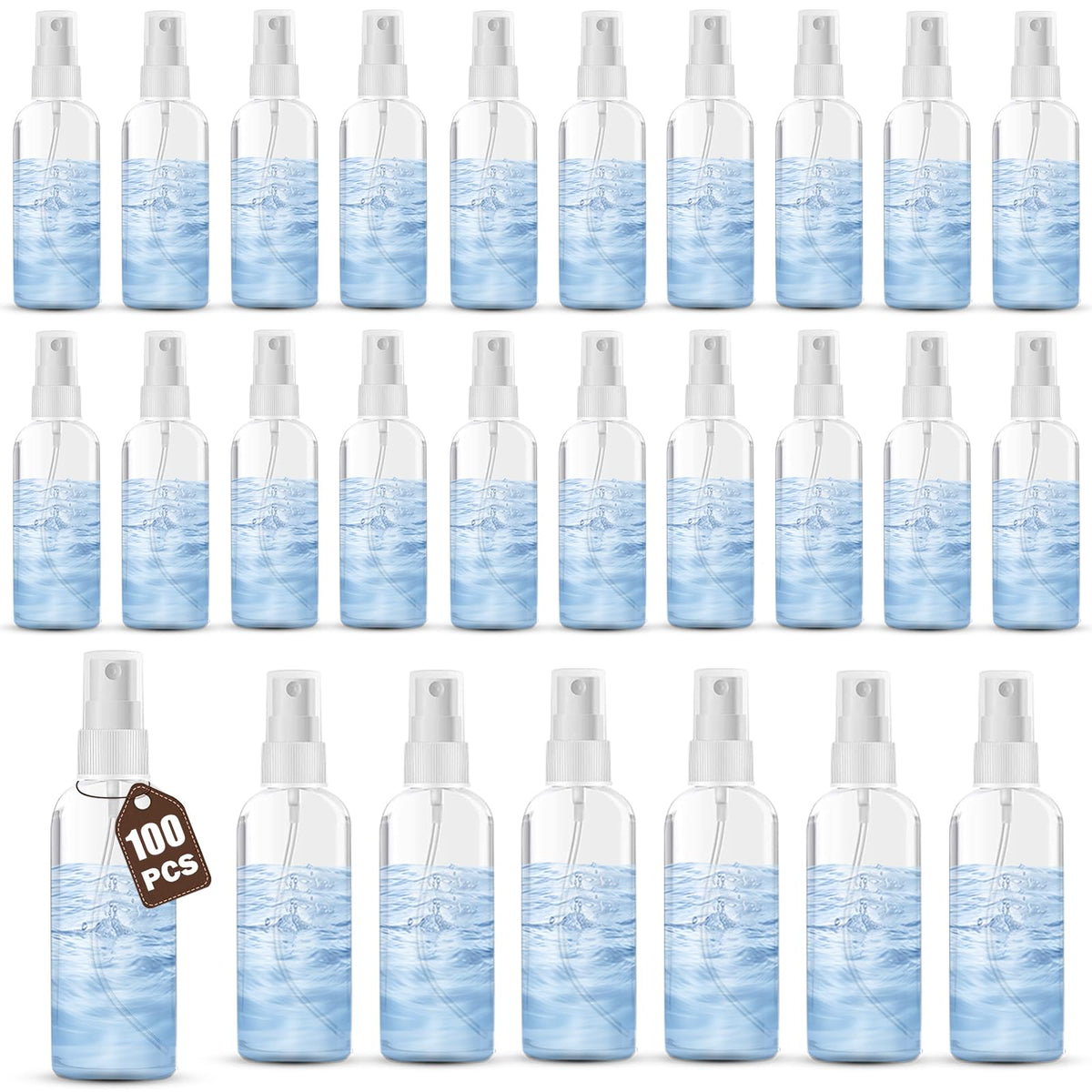 Aodestiny 100Pcs 2Oz/60Ml Small Spray Bottle, Clear Fine Mist Spray Bottle Mini Empty Hair Spray Bottle, Plastic Refillable Cosm