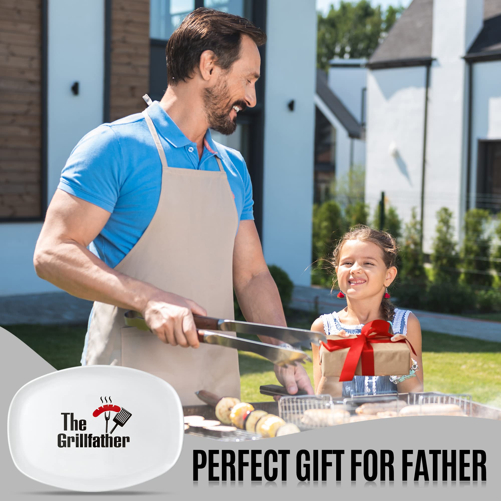 R Horse Resin Oval Platter For Father'S Day, Bbq Serving Dish, Large 14 X 10 X 0.4 Inches, Ideal Gift For Grill Master, Microwav