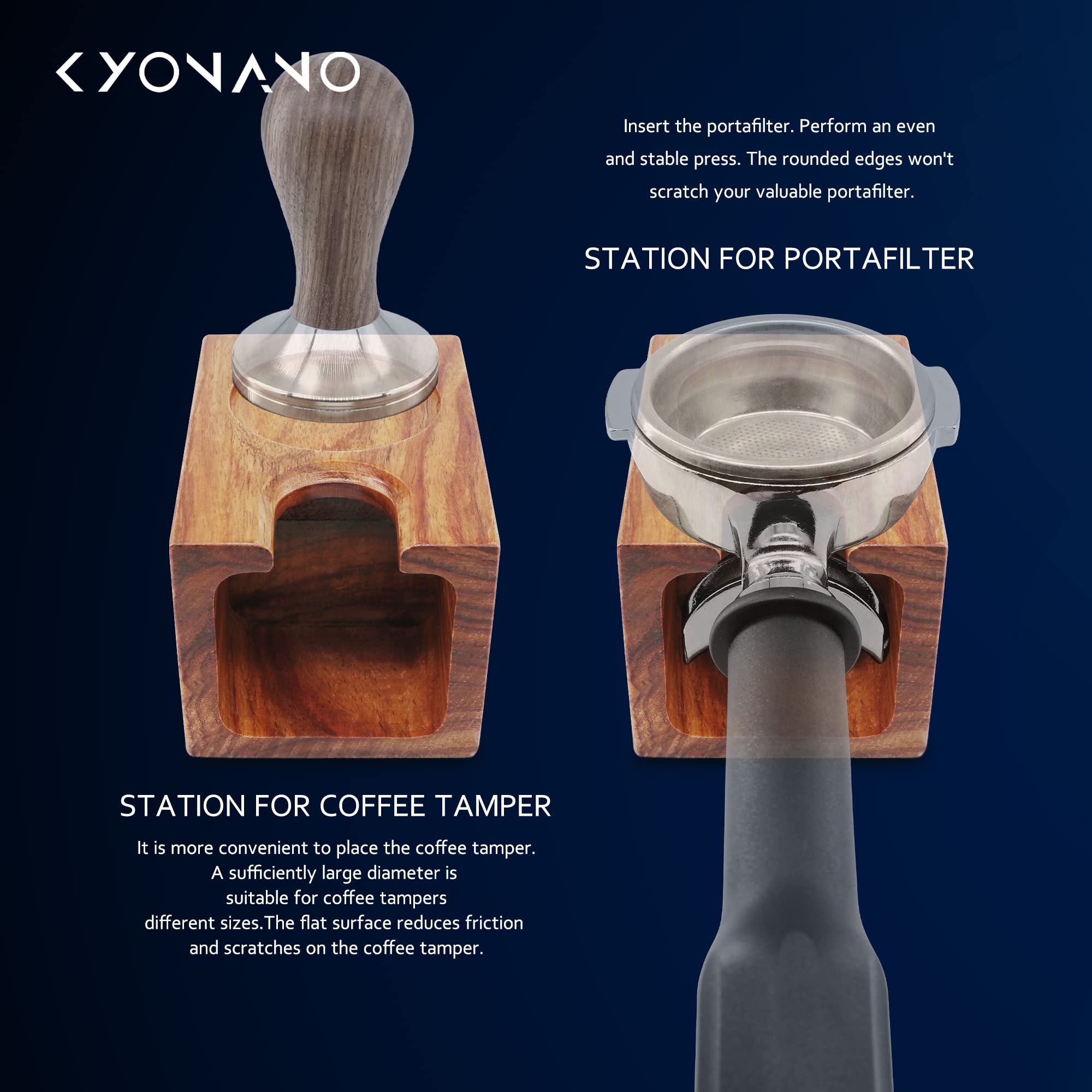 Tamper Station 58Mm, 58Tamping Base Made Of Yellow Rosewood, Tamping Station For Preparation With Screen Carrier Machine Or Espr