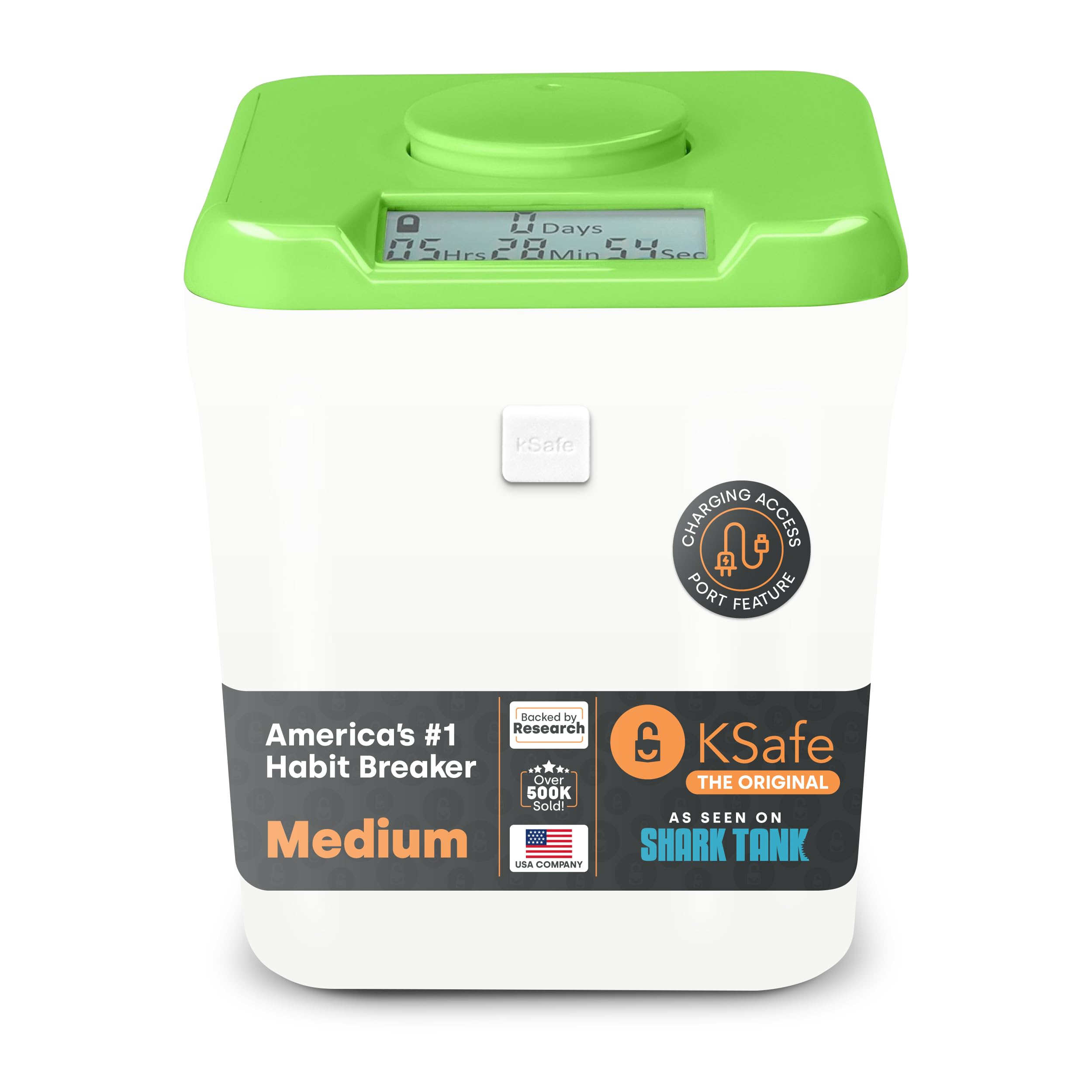 Kitchen Safe Time Locking Container (Medium), Timed Lock Box For Cell Phones, Snacks, And Other Unwanted Temptations (Green Lid