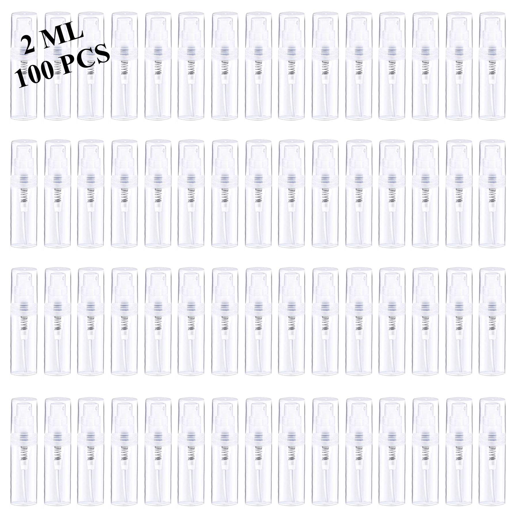 Csdtylh Mini Spray Bottles 100Pcs 2Ml Refillable Empty Clear Plastic Spray Bottles Perfume Mouthwash Atomizer Small Travel Size