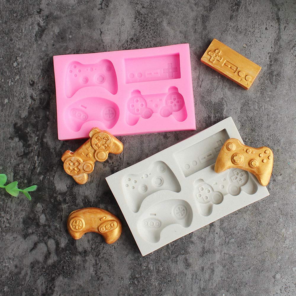 Hiparty 2Pcs Game Controller Cake Fondant Mold - Video Game Gamepad Silicone Chocolate Candy Mold For Cupcake Topper Decoration