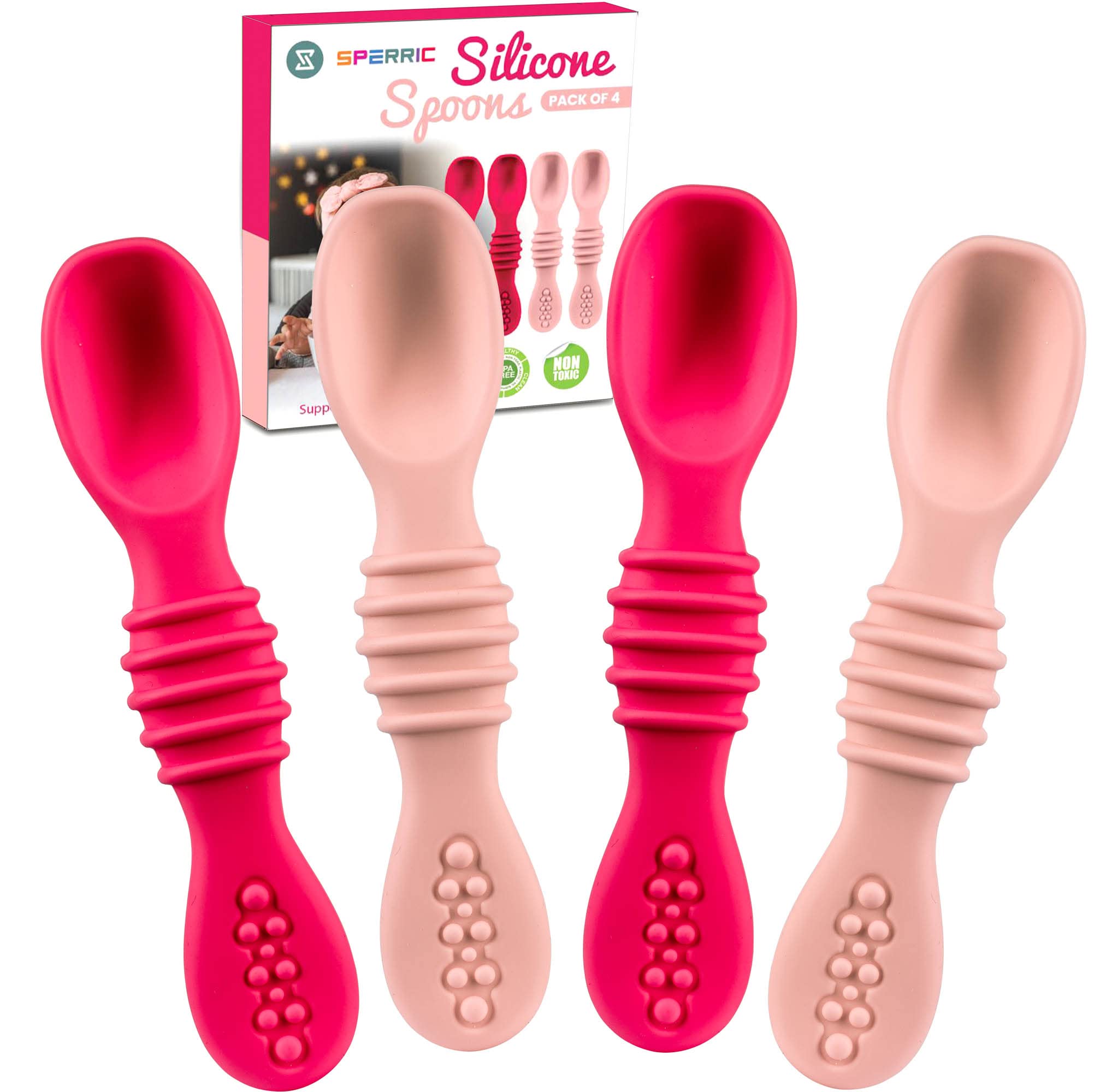 Silicone Baby Spoon, Baby Led Weaning, First Stage Baby Spoons, Baby Feeding Spoon Set Gum Friendly Bpa Lead Phthalate & Plastic