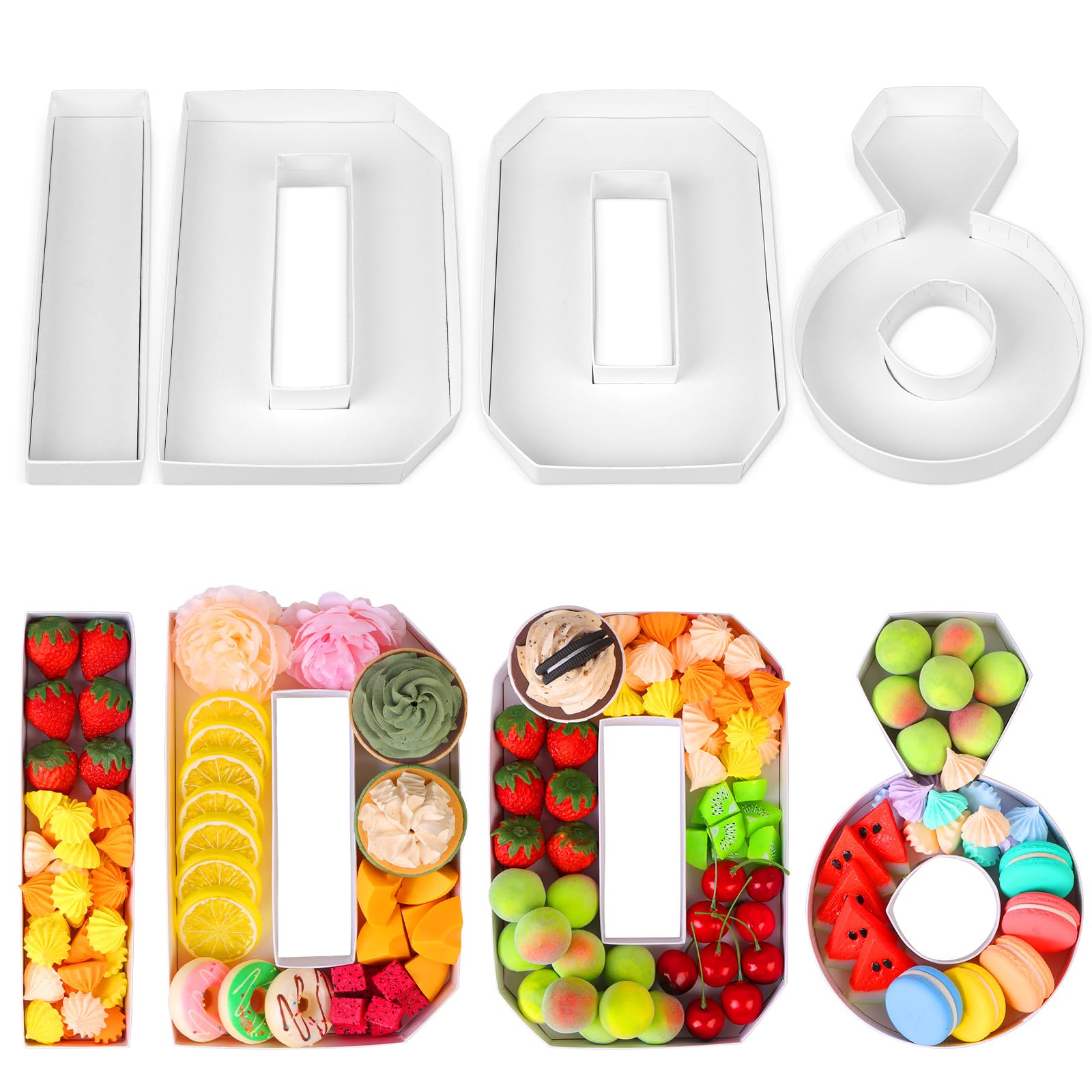 Furbeko 4 Pcs Fillable I DO Cardboard Letter for Charcuterie 10 Wedding Fillable Tray Sweets Chocolate Candy Cupcake Container P